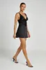Kerrie Mini Halter Satin And Lace Dress - Black sold by Meshki