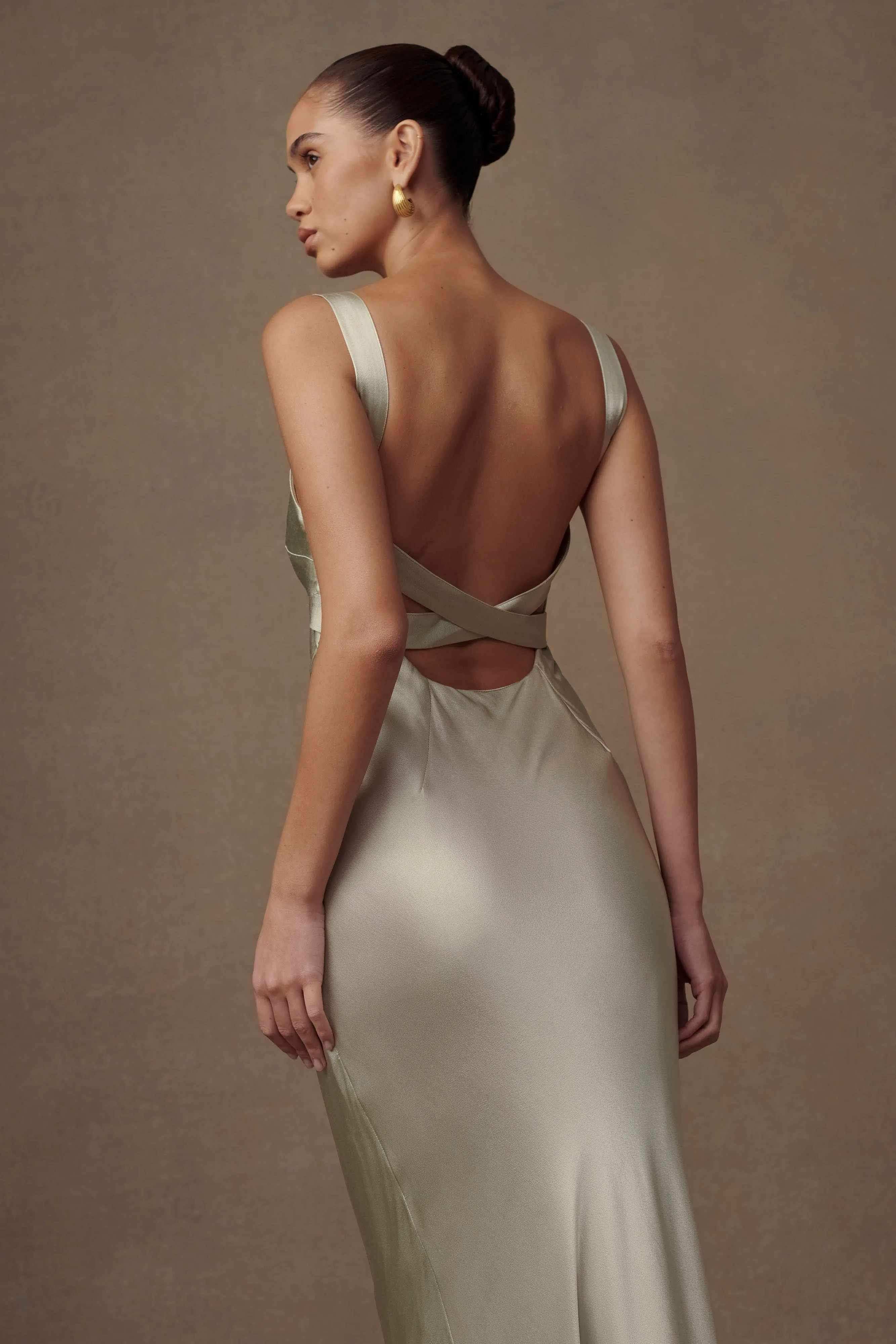 Ensley Satin Maxi Dress - Sage sold by Meshki product image thumbnail 5