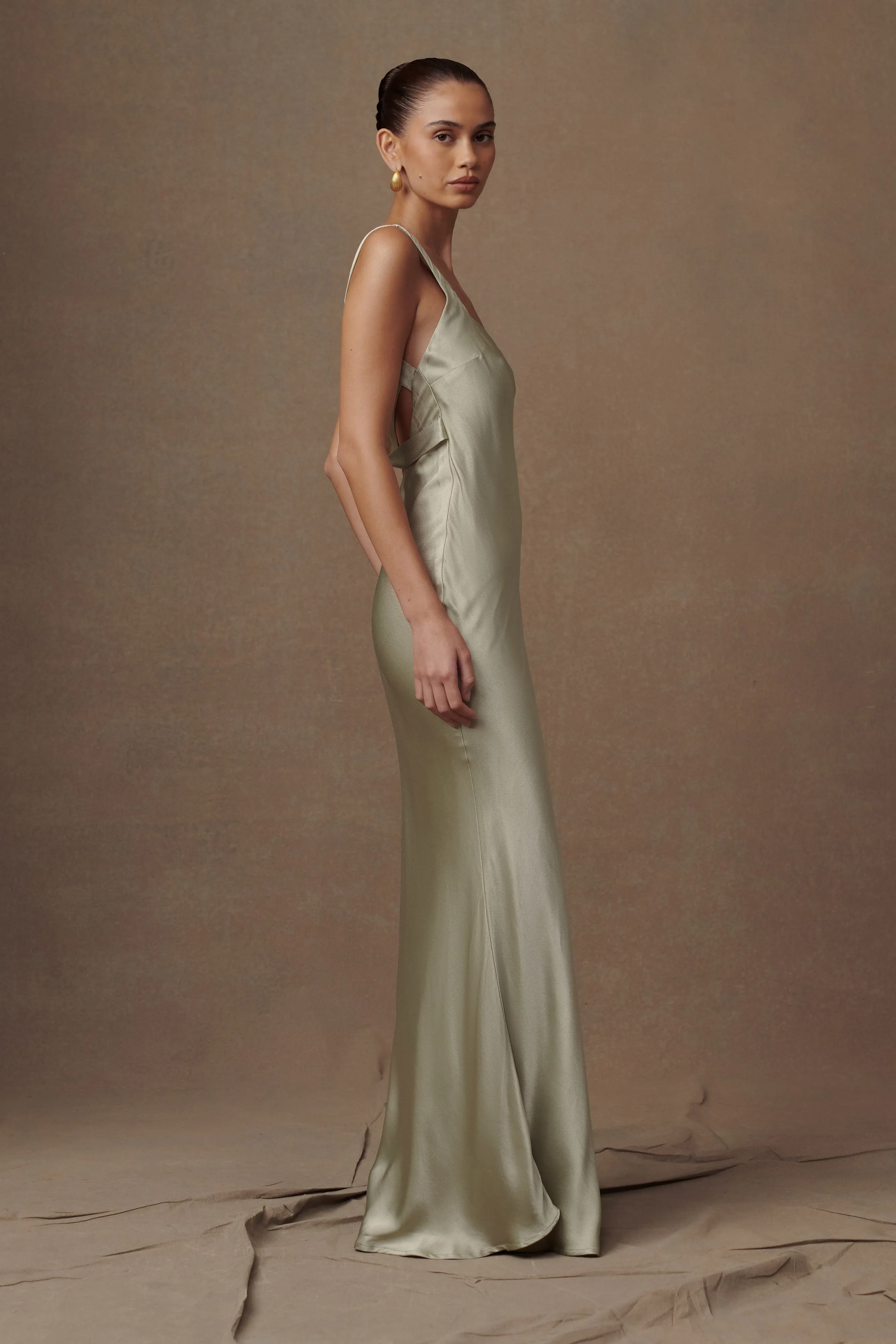 Ensley Satin Maxi Dress - Sage sold by Meshki product image thumbnail 3