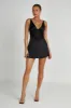 Kerrie Mini Halter Satin And Lace Dress - Black sold by Meshki