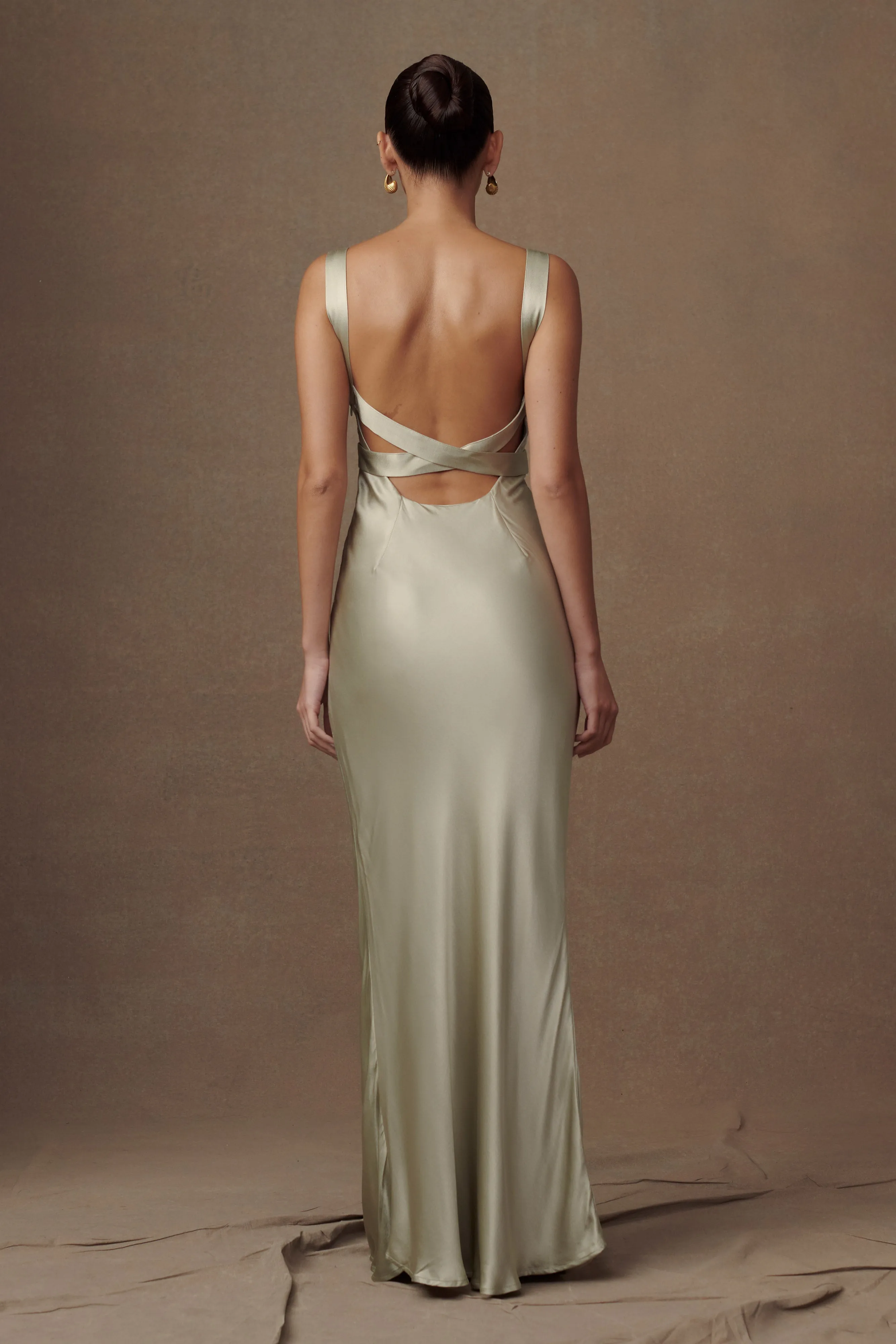 Ensley Satin Maxi Dress - Sage sold by Meshki product image thumbnail 4