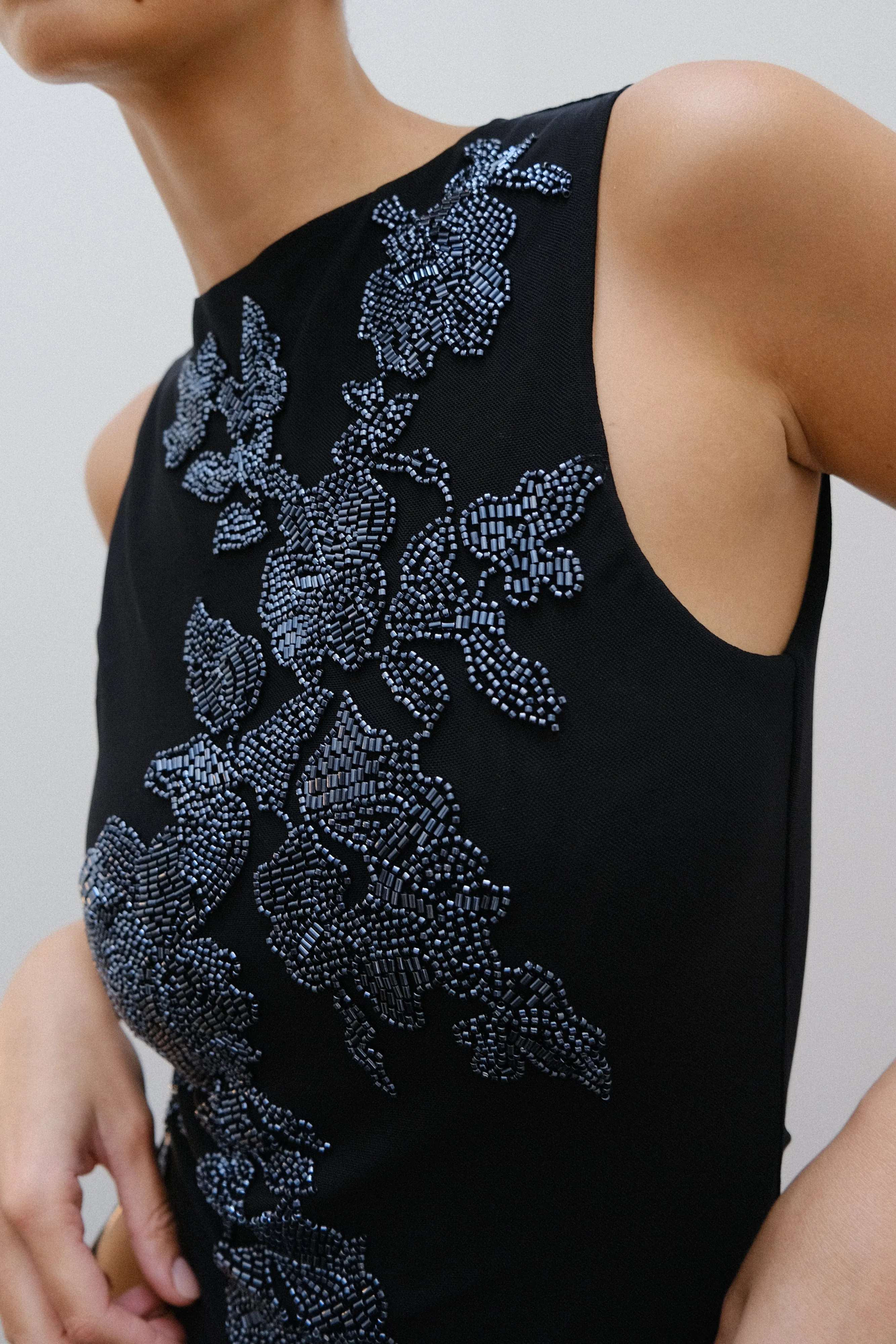 Luci Beaded Flower Mesh Top - Black sold by Meshki product image thumbnail 2