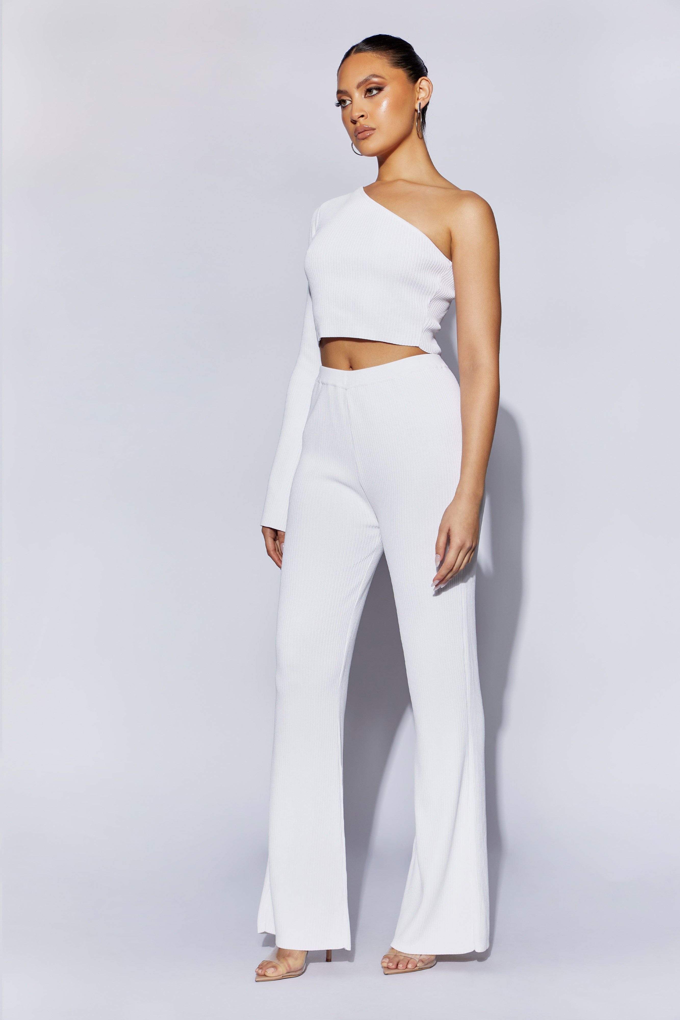Rue Knit Flared Pants - White sold by Meshki product image thumbnail 6