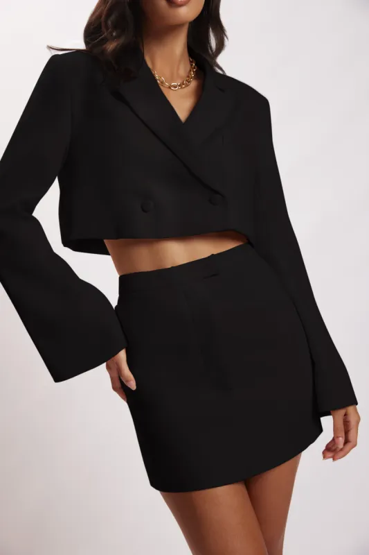 Josie Crepe Mini Skirt - Black sold by Meshki