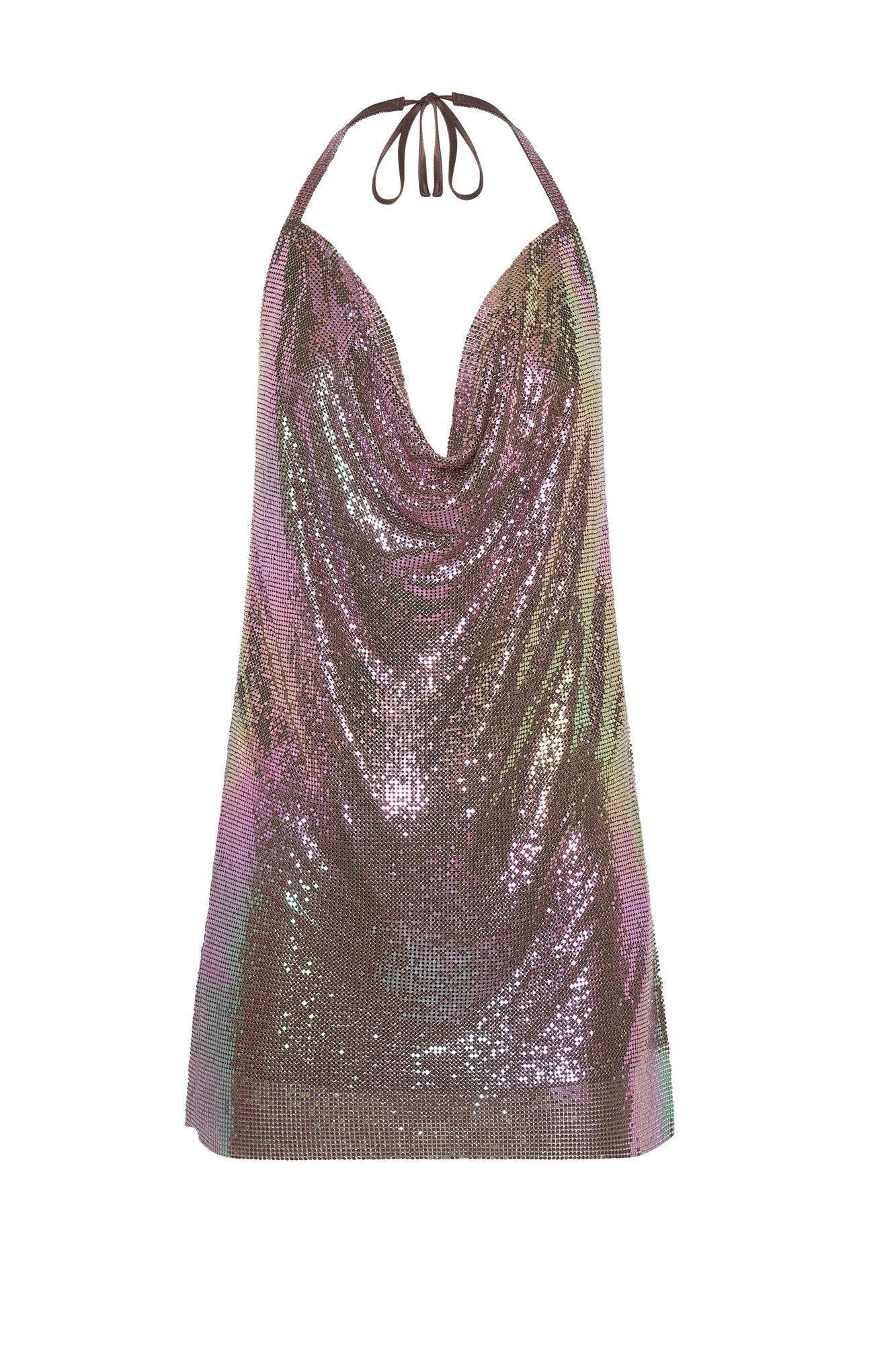 Siya Halter Glomesh Mini Dress - Iridescent Purple sold by Meshki product image thumbnail 11
