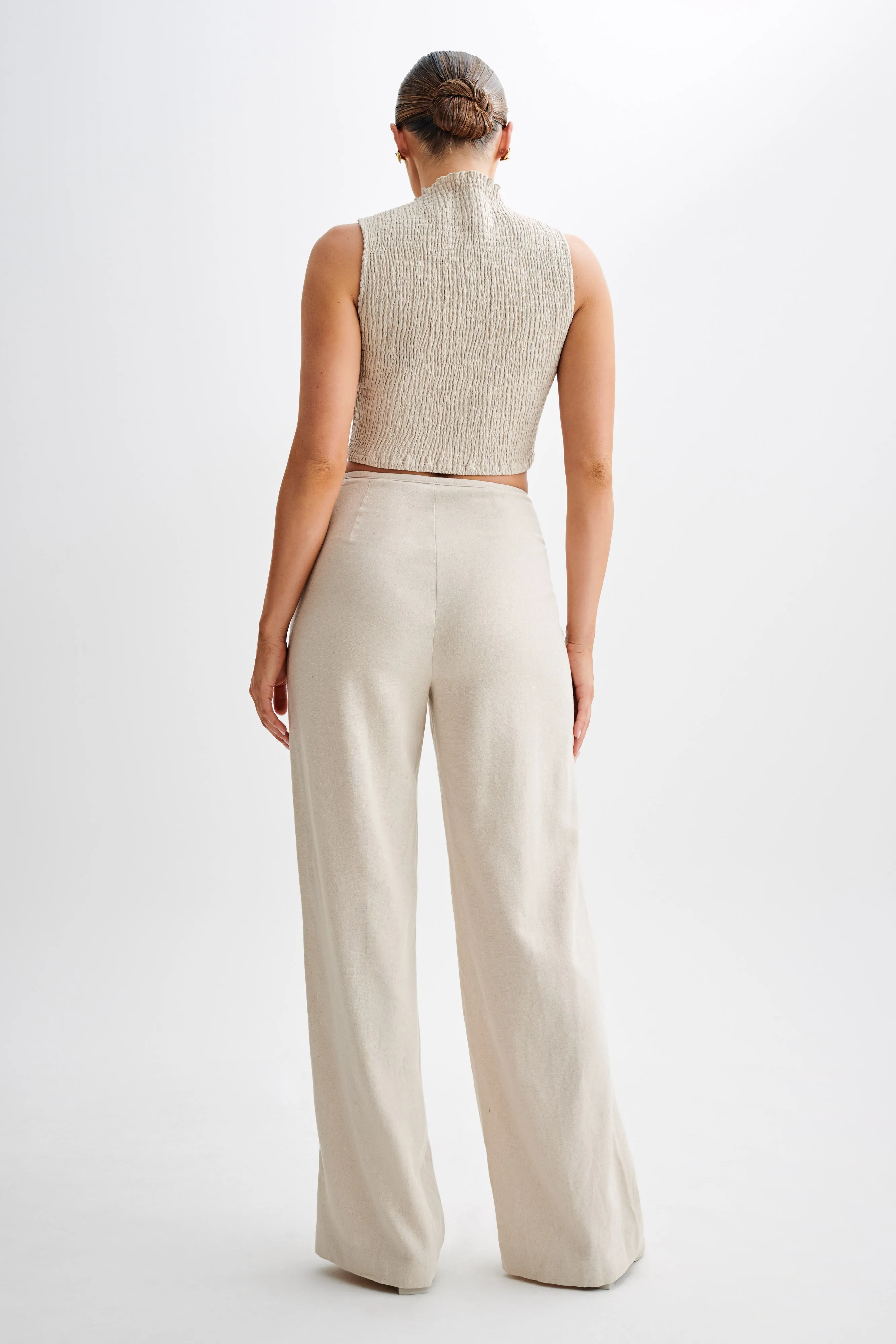 Adrina Straight Leg Linen Pant - Natural sold by Meshki product image thumbnail 5