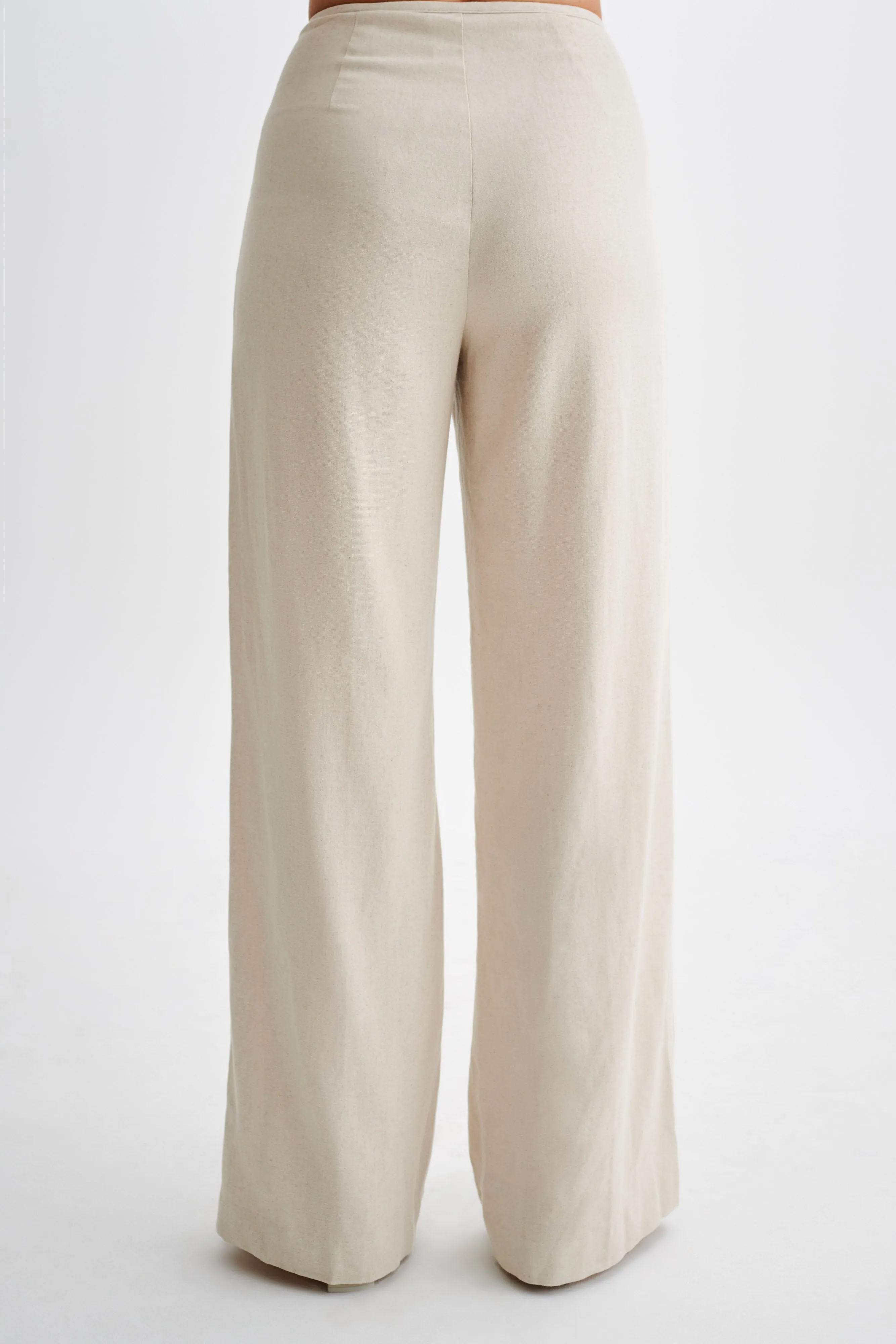 Adrina Straight Leg Linen Pant - Natural sold by Meshki product image thumbnail 2