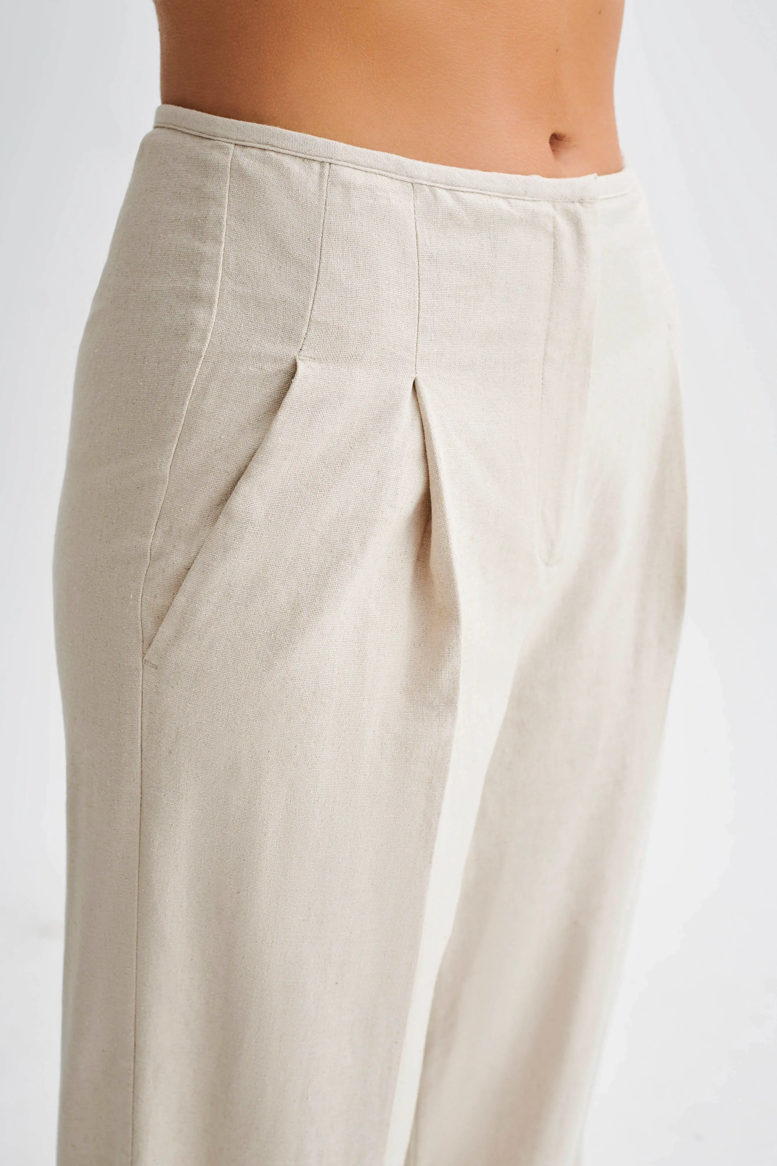 Adrina Straight Leg Linen Pant - Natural sold by Meshki product image thumbnail 3