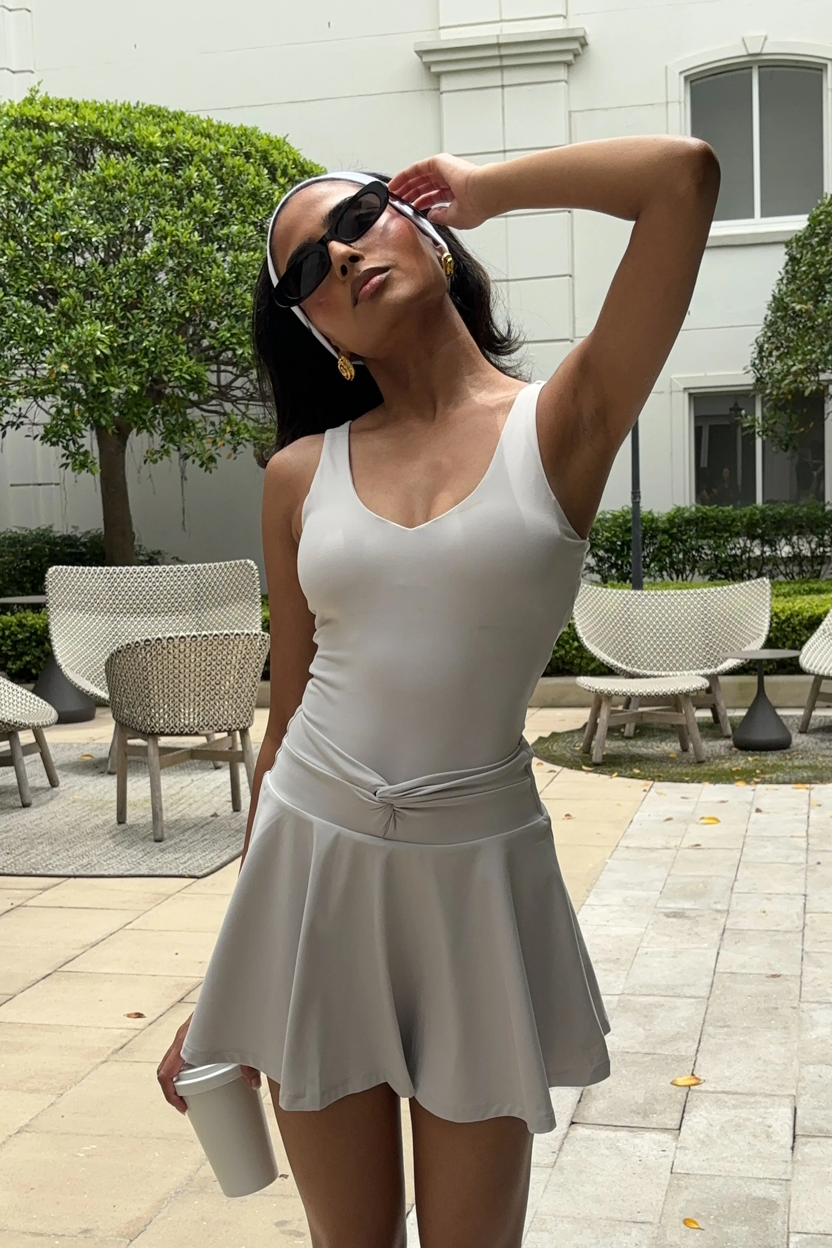 Lilah Twist Mini Skirt - Ice Grey sold by Meshki