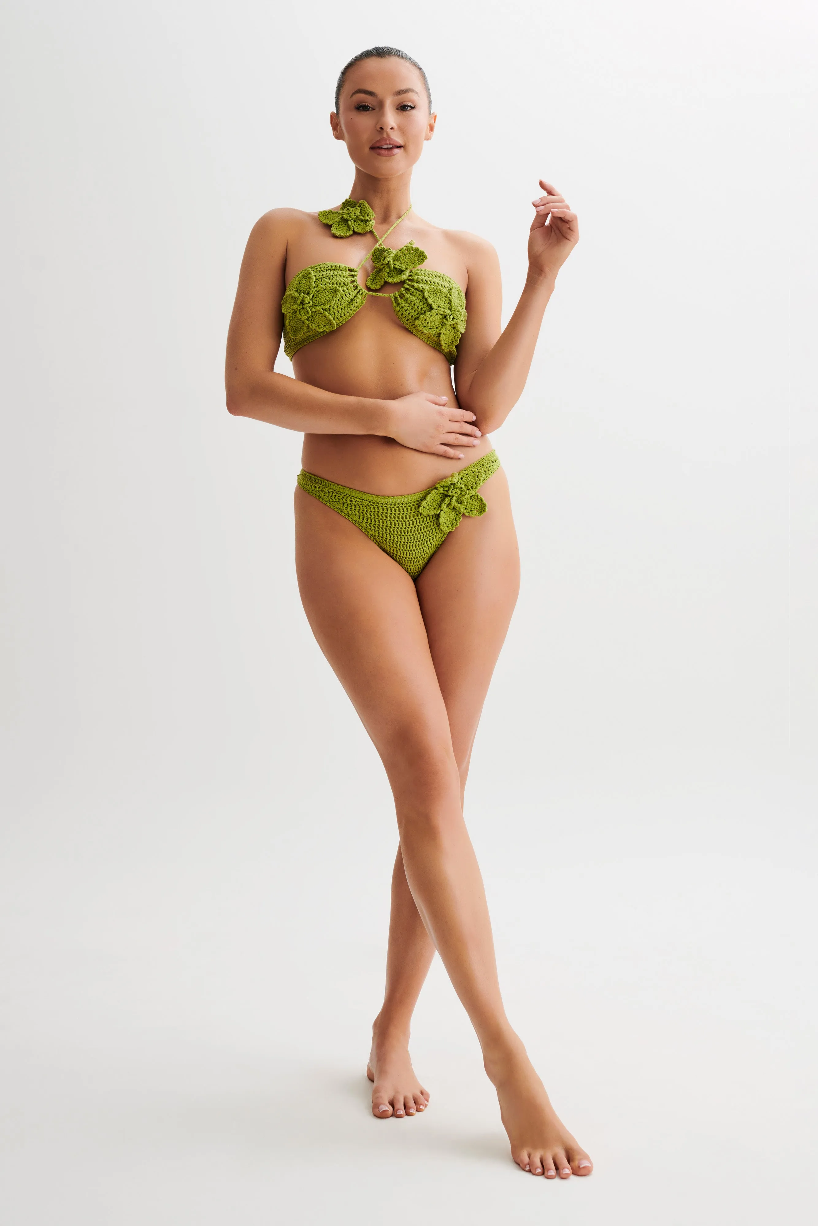 Skye Floral Crochet Tie Up Bikini Bottom - Apple sold by Meshki product image thumbnail 5