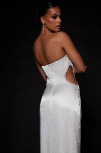 Lawry Diamante Cut Out Maxi Dress - White sold by Meshki