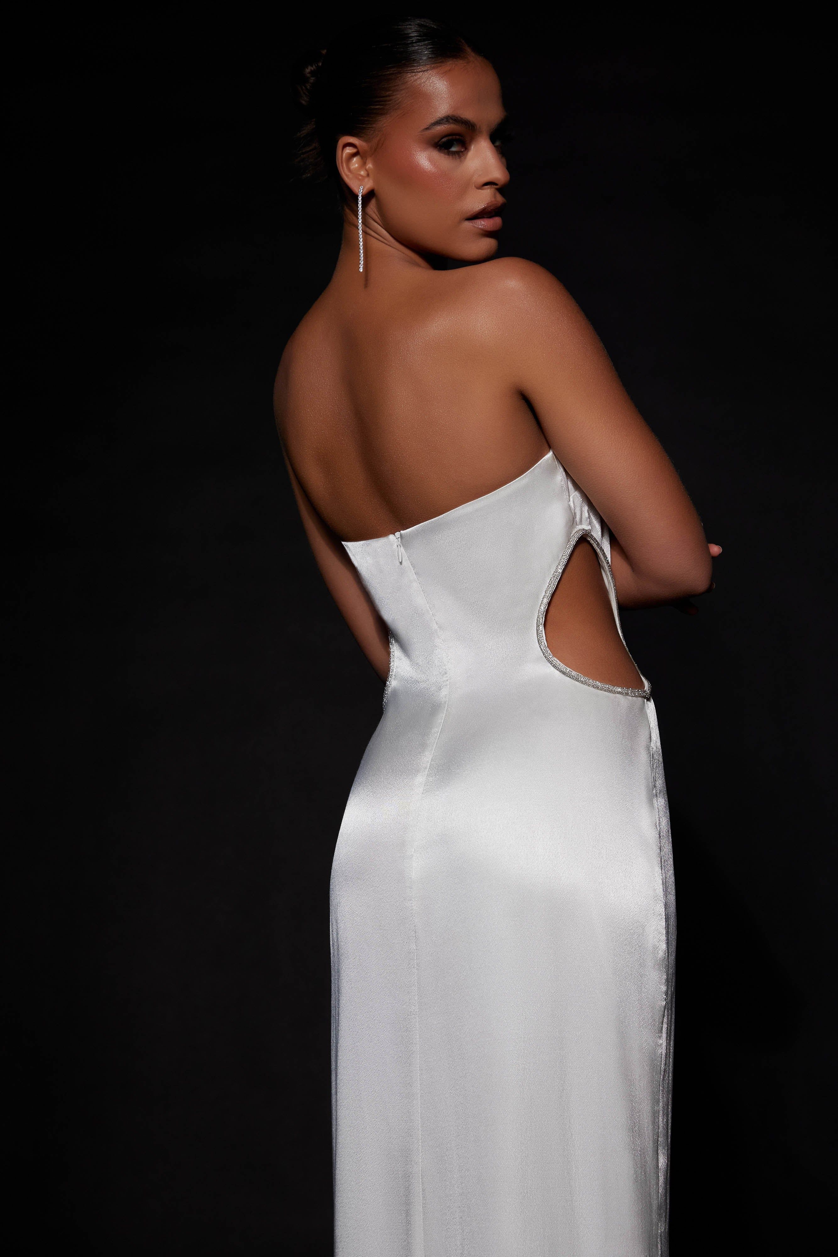 Lawry Diamante Cut Out Maxi Dress - White sold by Meshki product image thumbnail 2