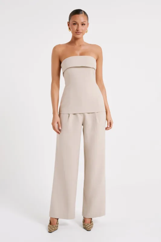 Natalie Textured Strapless Top - Natural sold by Meshki