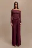 Colette Boat Neck Mesh Top - Mahogany sold by Meshki