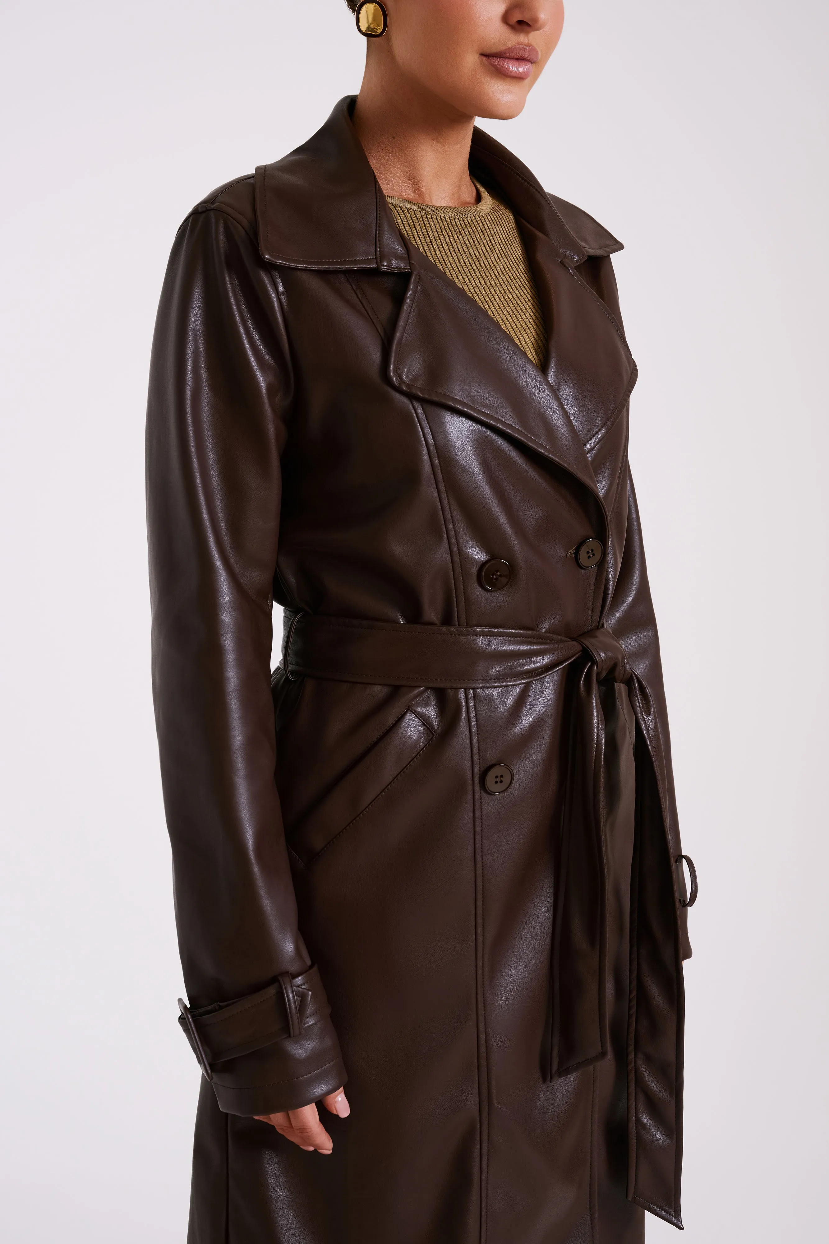 Isla Pu Trench - Dark Brown sold by Meshki product image thumbnail 3