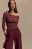 Colette Boat Neck Mesh Top - Mahogany sold by Meshki