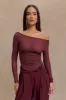 Colette Boat Neck Mesh Top - Mahogany sold by Meshki