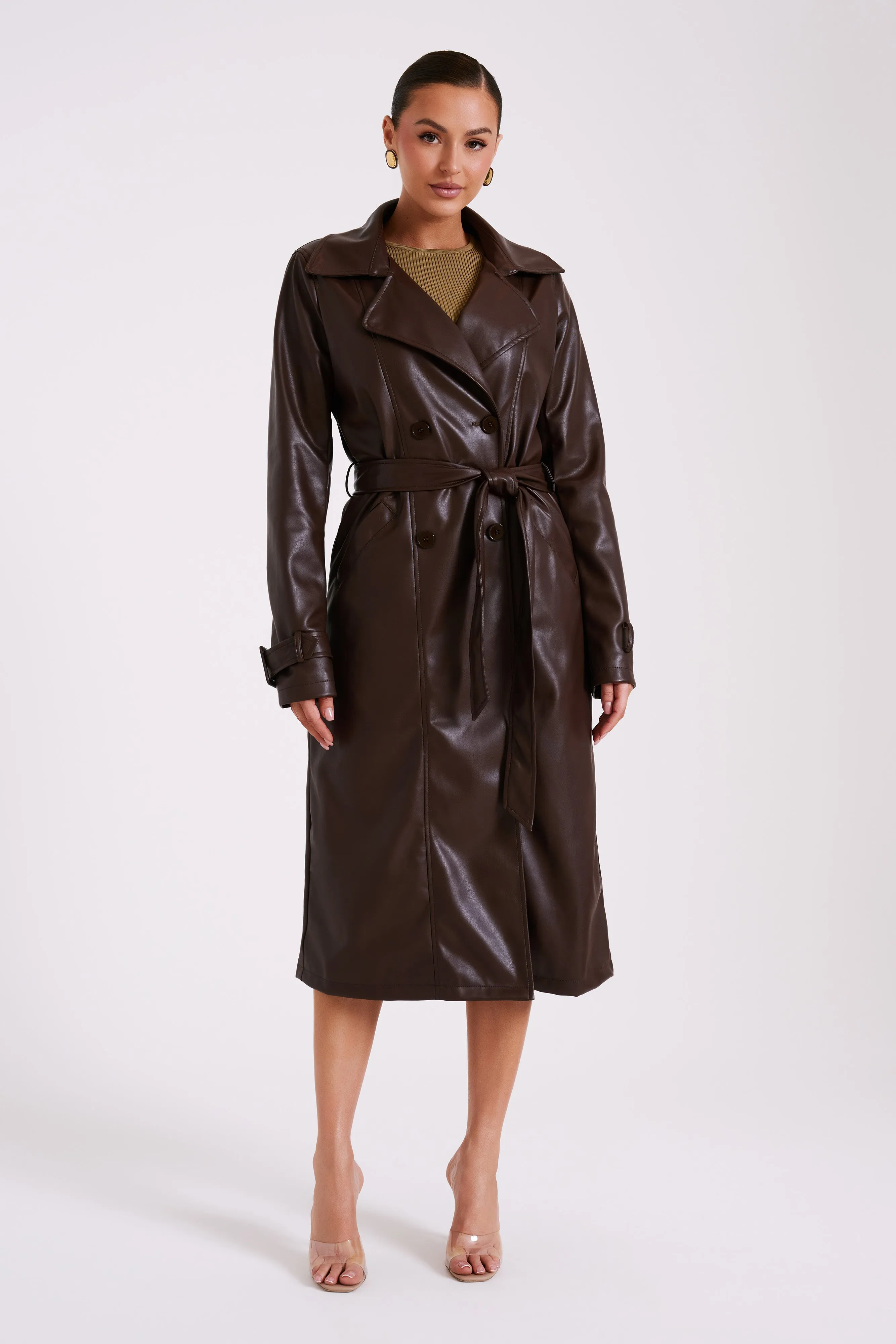 Isla Pu Trench - Dark Brown sold by Meshki product image thumbnail 5
