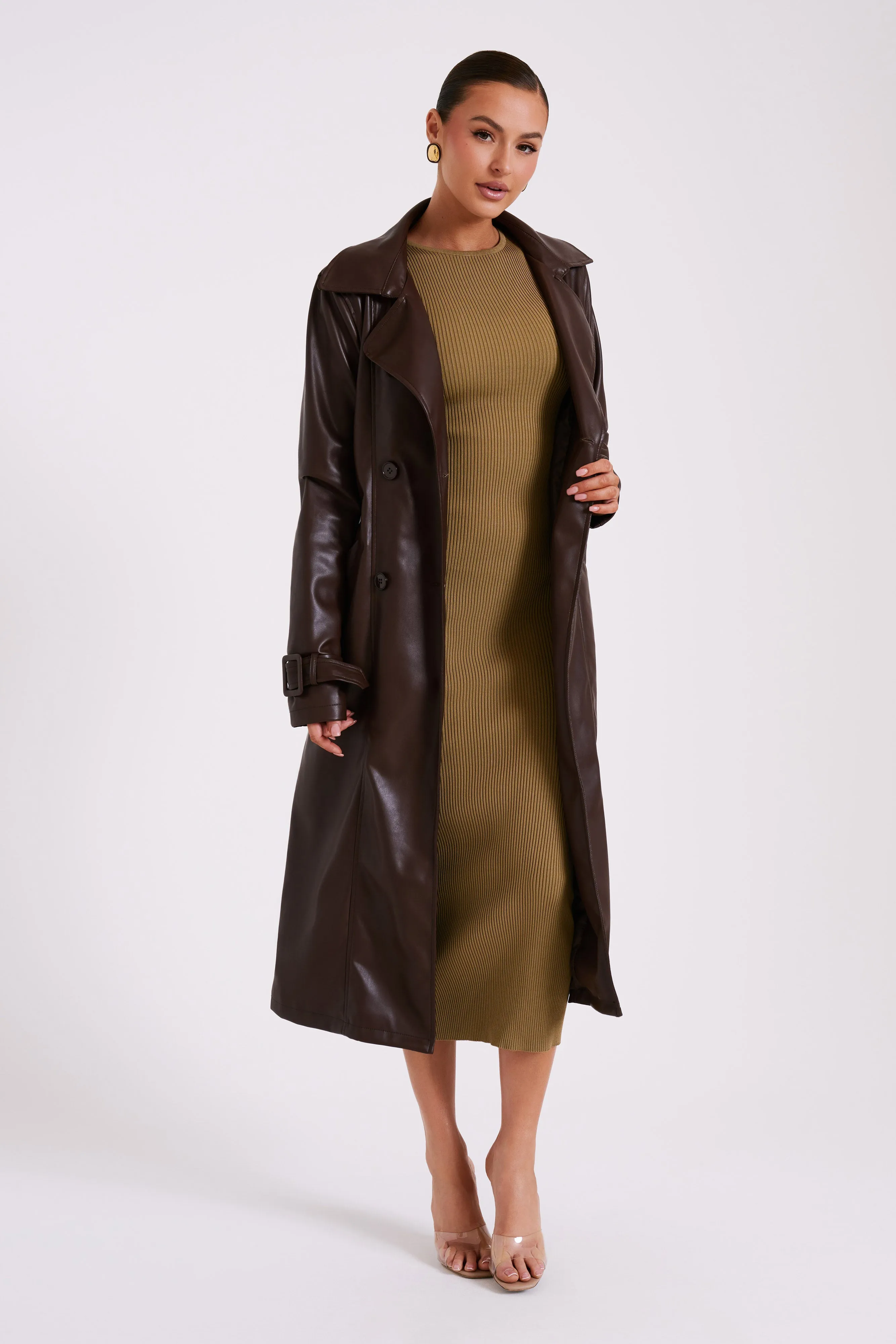 Isla Pu Trench - Dark Brown sold by Meshki product image thumbnail 2
