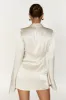 Amia Satin Mini Skirt - Ivory sold by Meshki