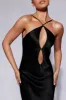Lucia Satin Cut Out Maxi Dress - Black sold by Meshki
