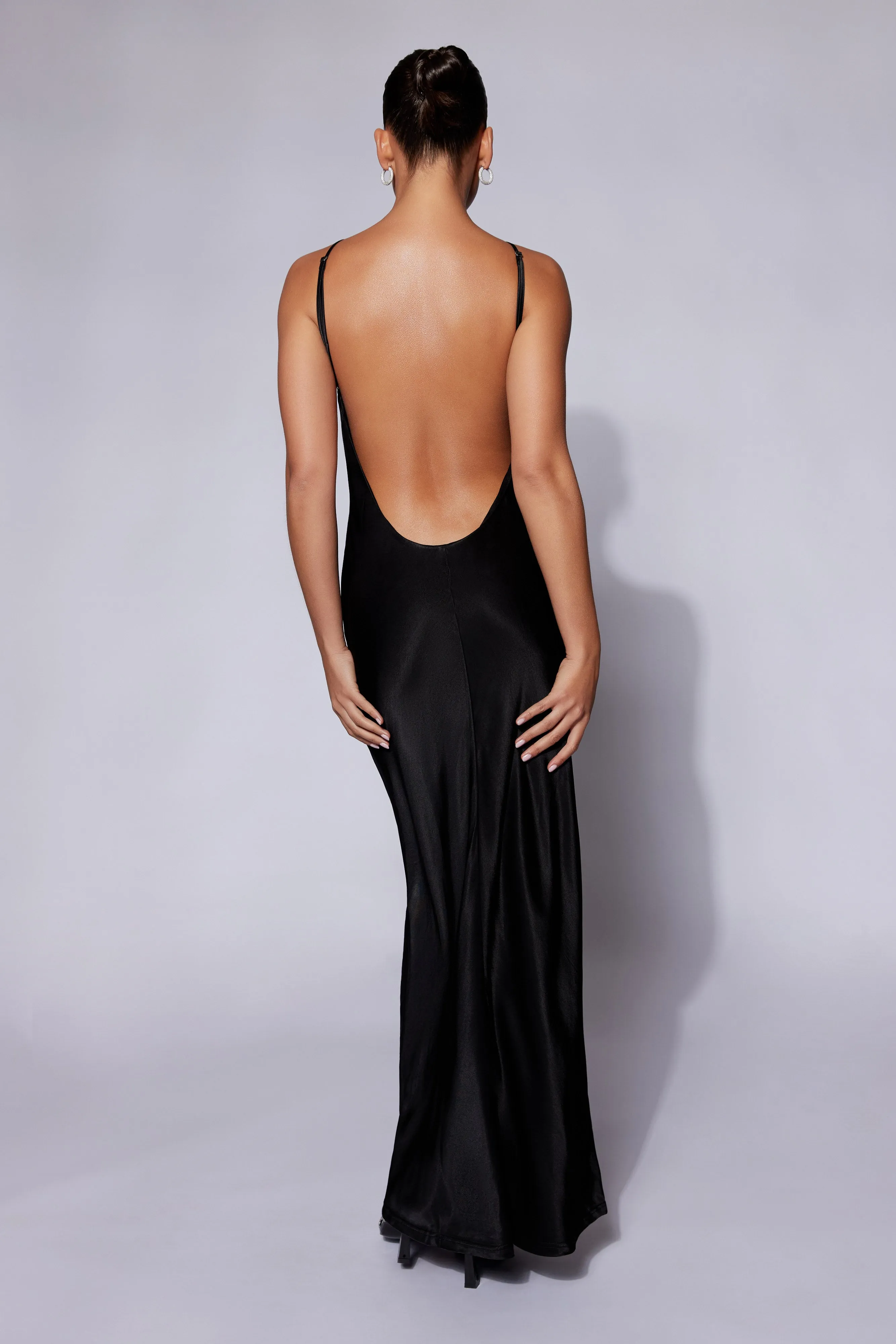 Lucia Satin Cut Out Maxi Dress - Black sold by Meshki product image thumbnail 5