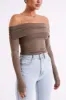 Lucinda Recycled Nylon Off Shoulder Top - Coco sold by Meshki