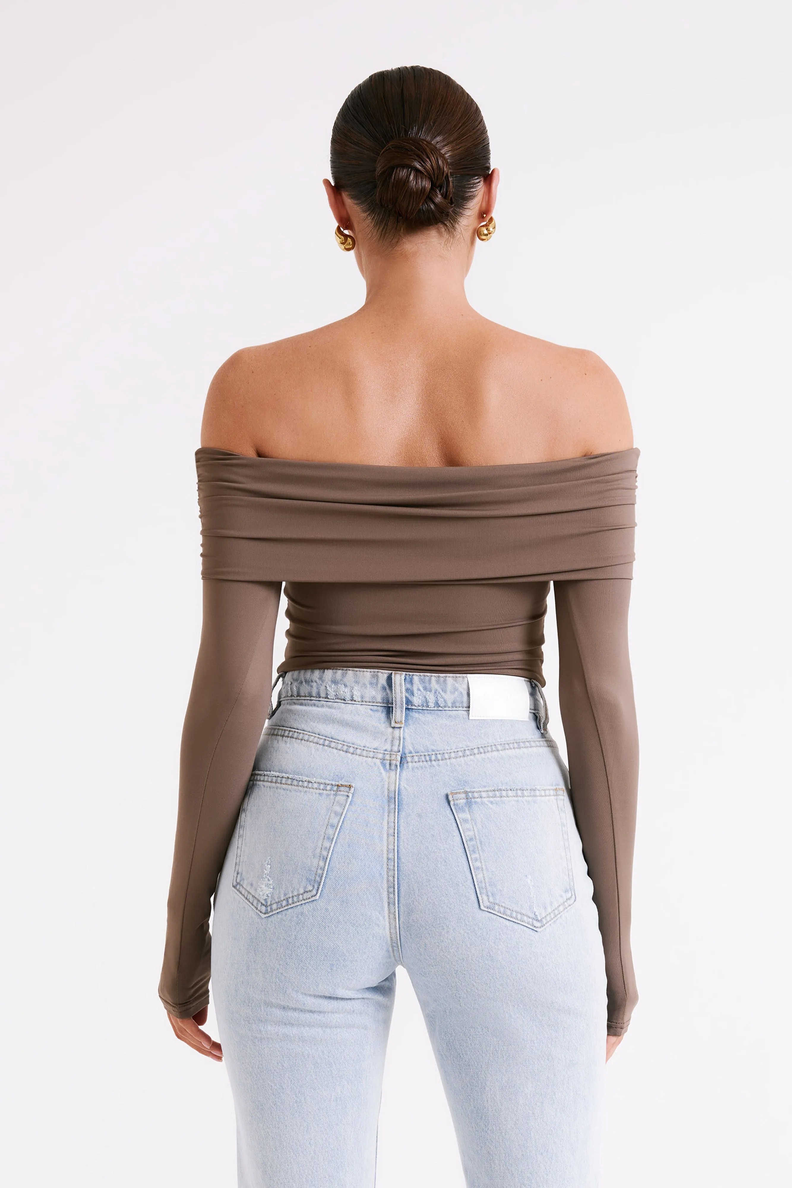 Lucinda Recycled Nylon Off Shoulder Top - Coco sold by Meshki product image thumbnail 3