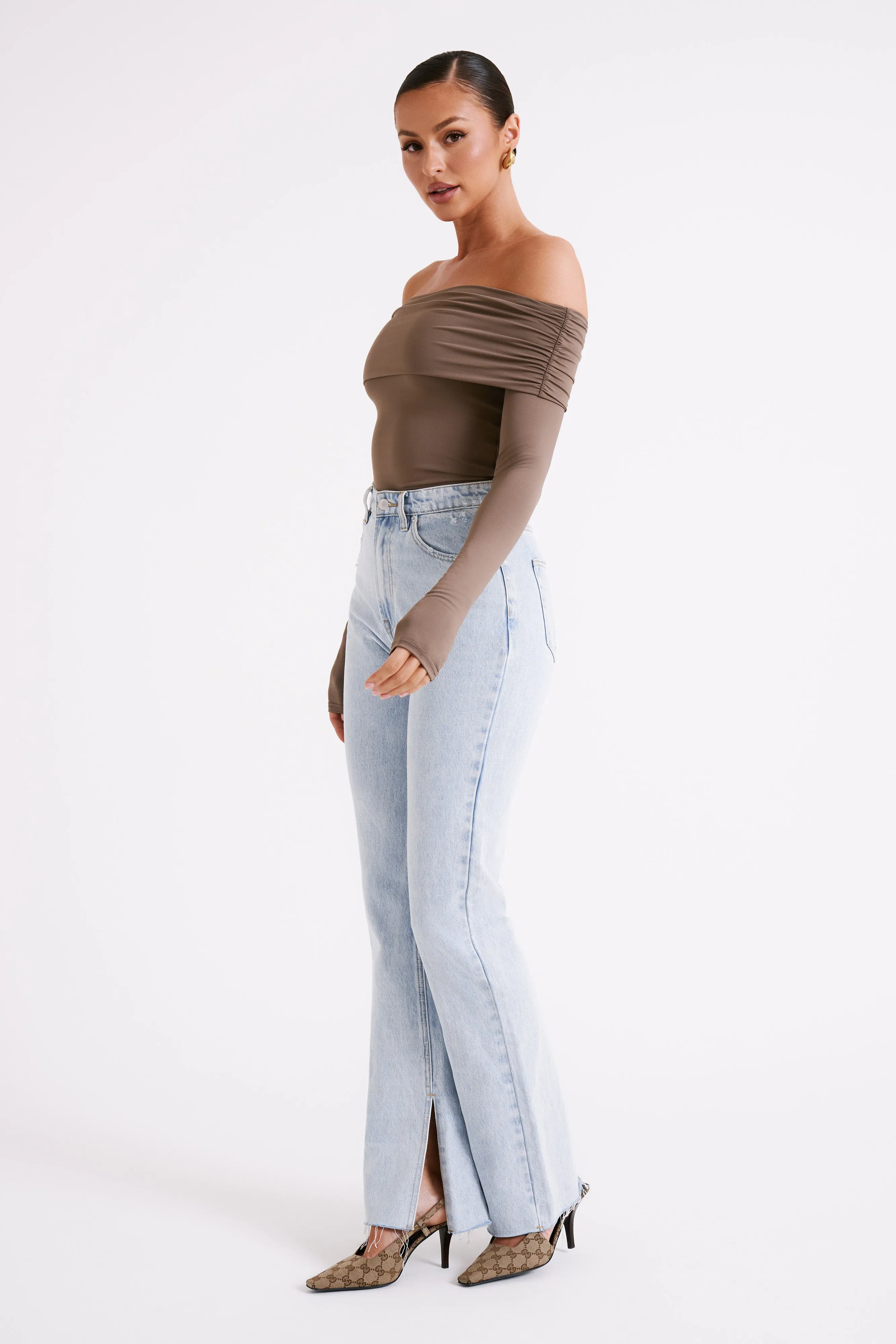 Lucinda Recycled Nylon Off Shoulder Top - Coco sold by Meshki product image thumbnail 4