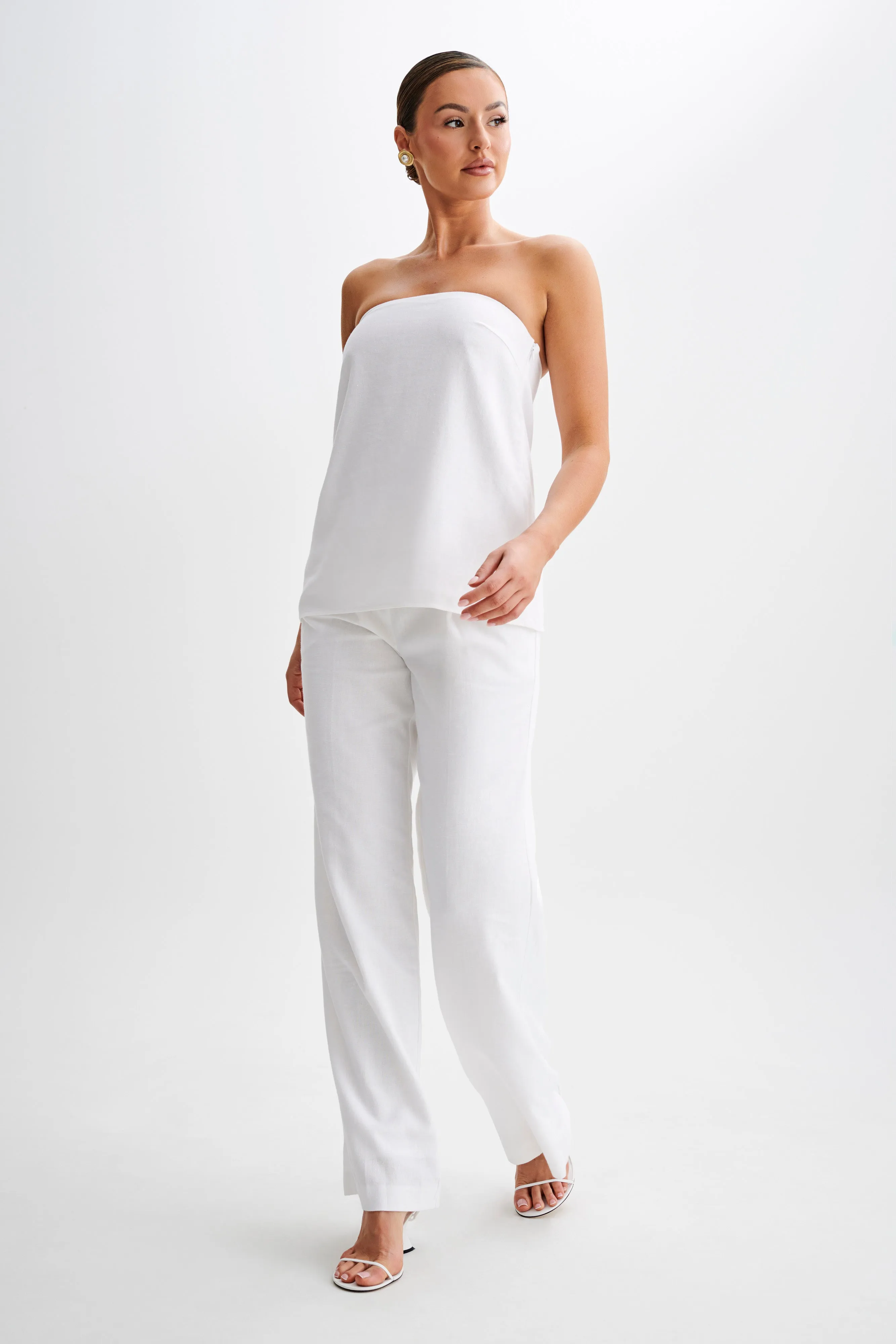 Luisa Strapless Linen Top - White sold by Meshki product image thumbnail 5