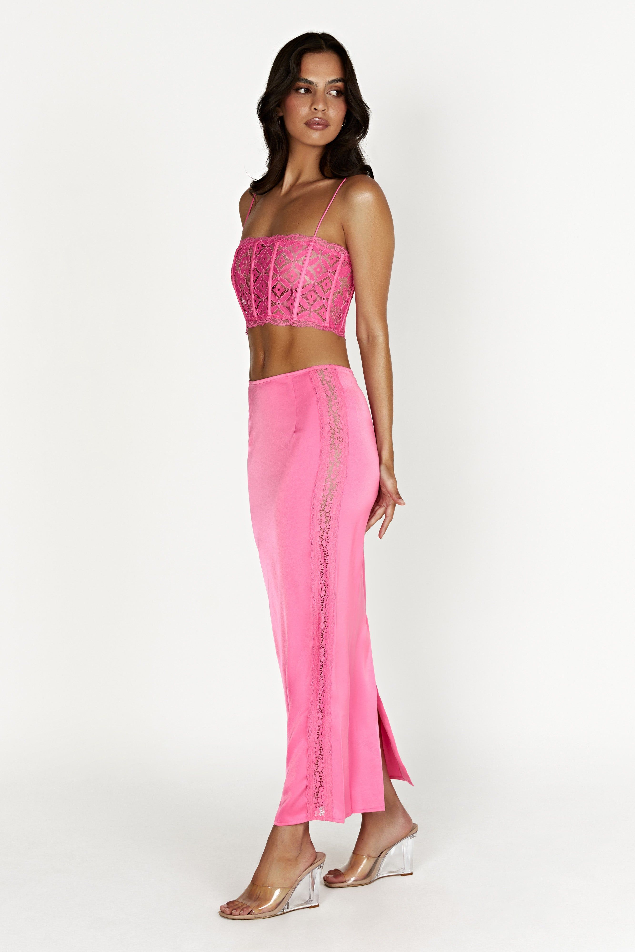 Bellamy Lace Maxi Skirt - Bubblegum Pink sold by Meshki product image thumbnail 3