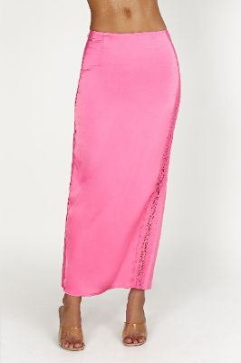 Bellamy Lace Maxi Skirt - Bubblegum Pink sold by Meshki