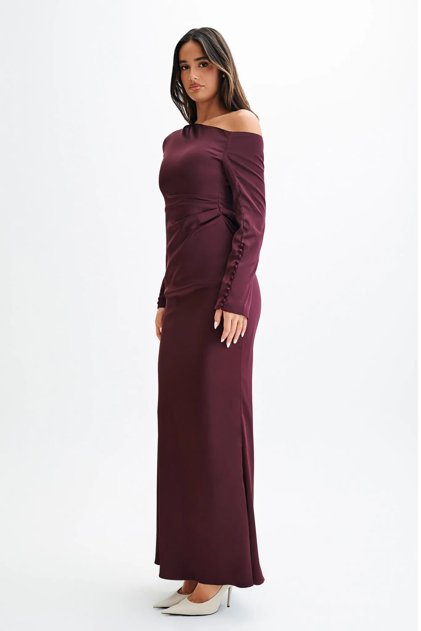 Avery Long Sleeve Maxi Dress - Plum sold by Meshki product image thumbnail 4