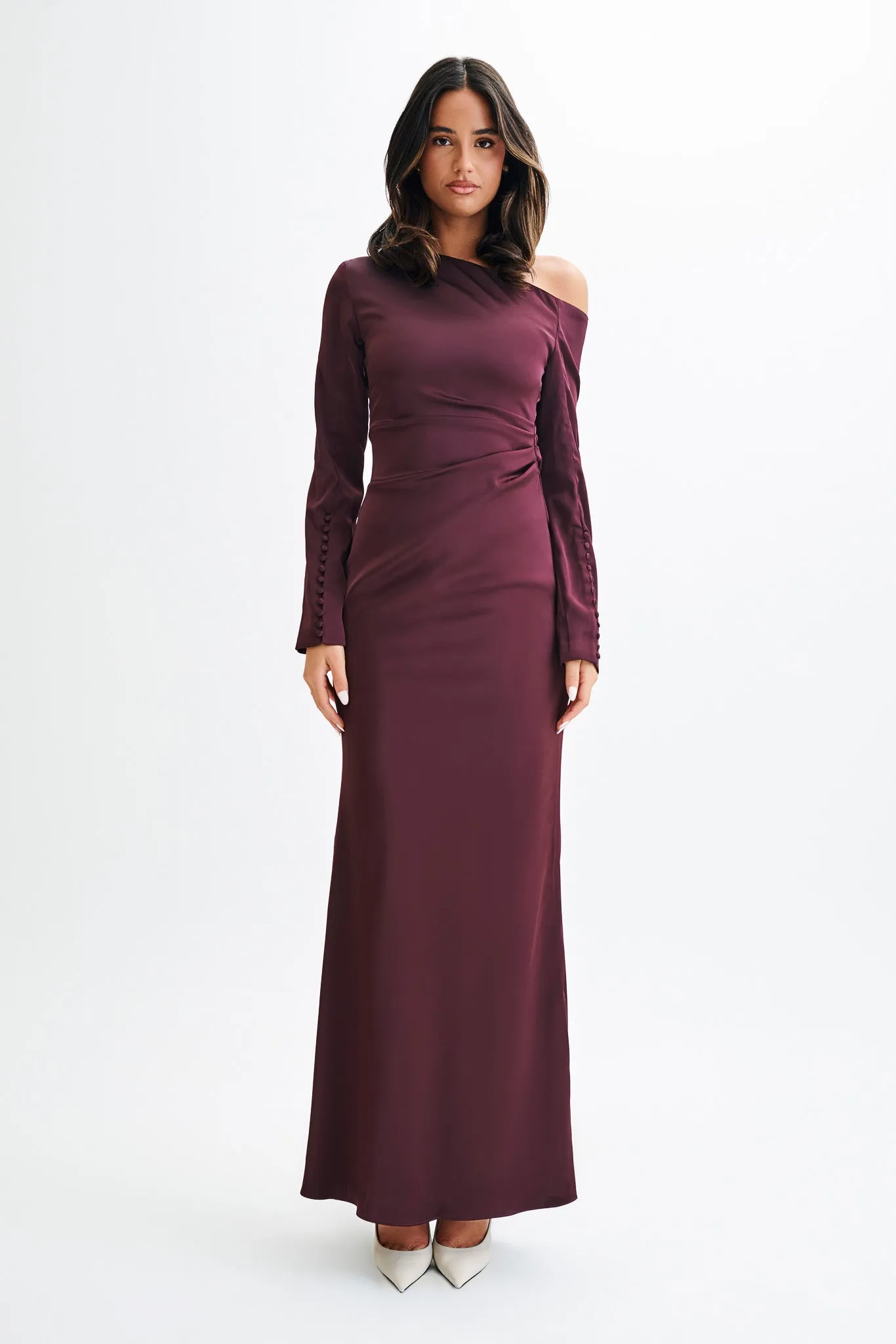 Avery Long Sleeve Maxi Dress - Plum sold by Meshki