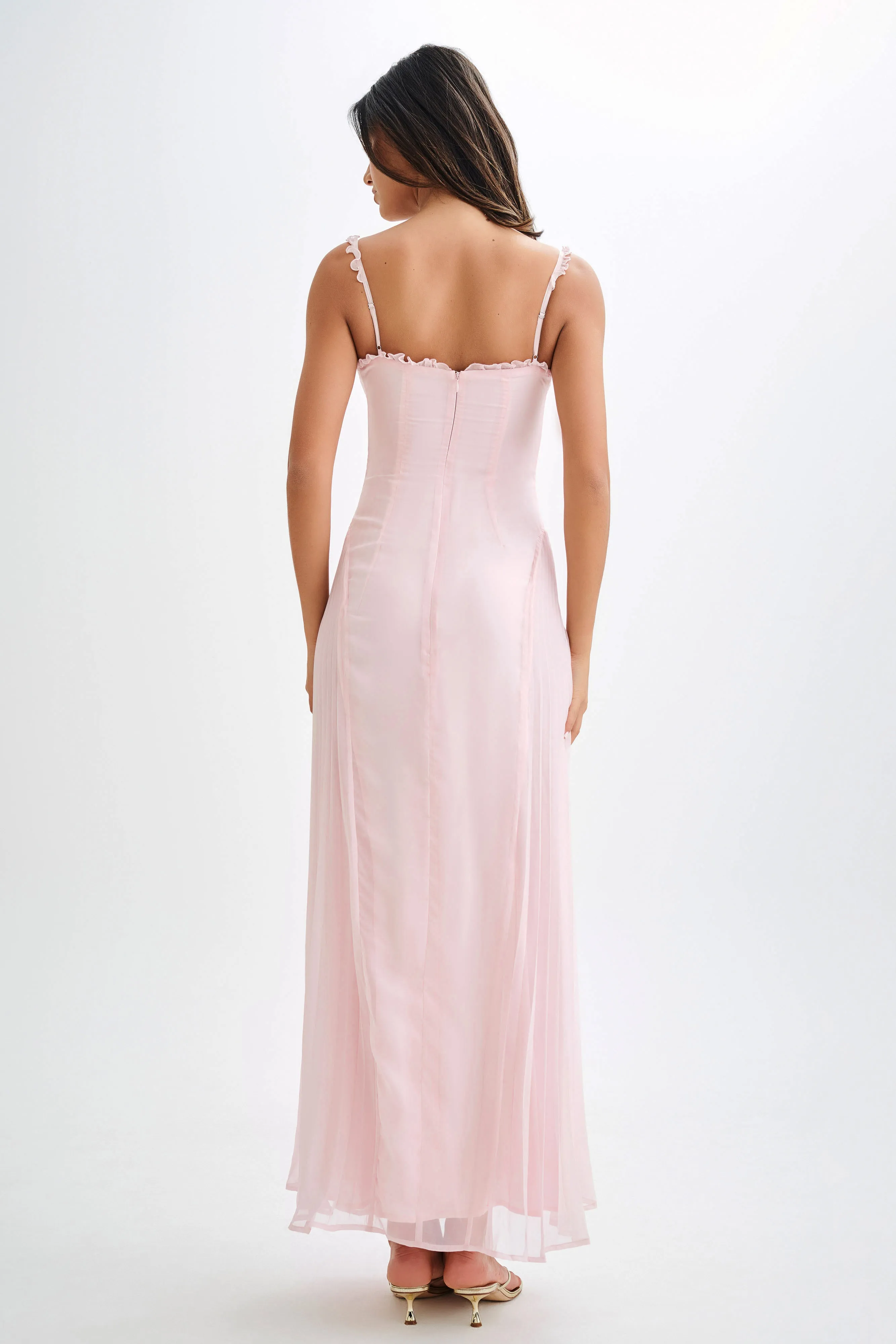 Saira Chiffon Maxi Dress - Powder Pink sold by Meshki product image thumbnail 3