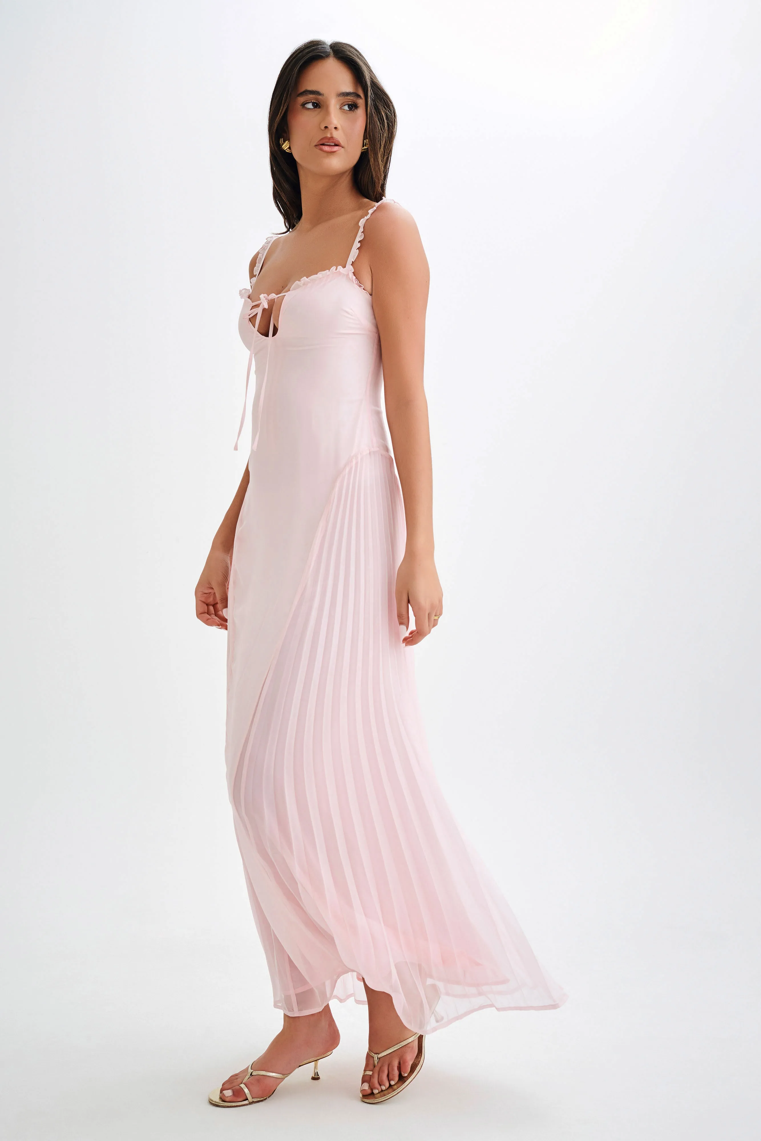 Saira Chiffon Maxi Dress - Powder Pink sold by Meshki product image thumbnail 4