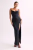 Jade Cowl Neck Backless Maxi Dress - Black sold by Meshki