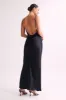 Jade Cowl Neck Backless Maxi Dress - Black sold by Meshki