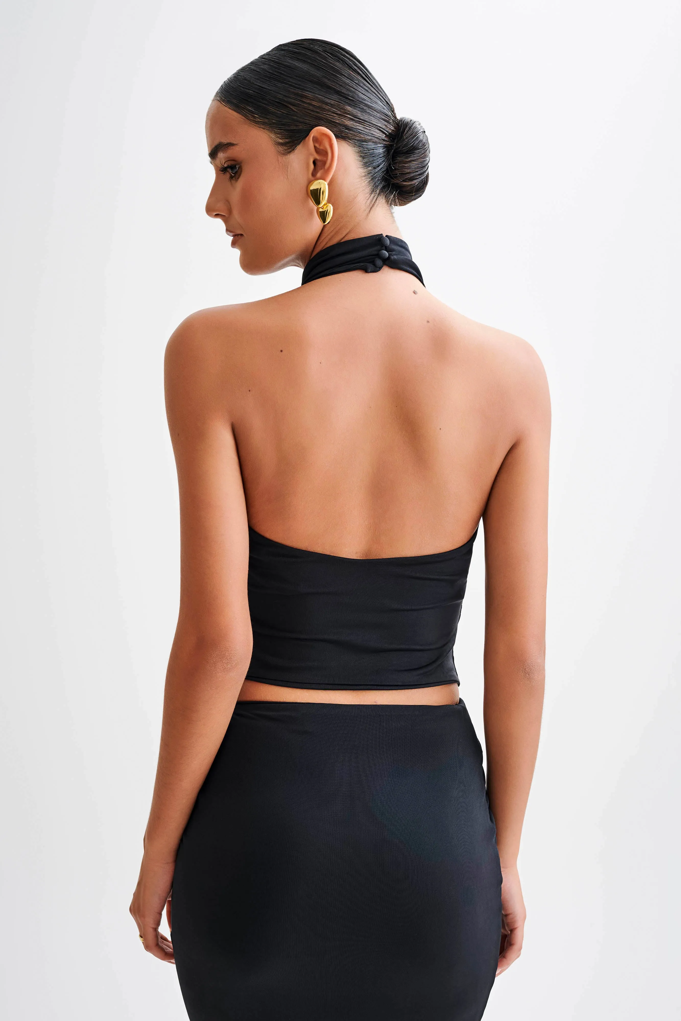 Federica Slinky Halter Neck Top - Black sold by Meshki product image thumbnail 2