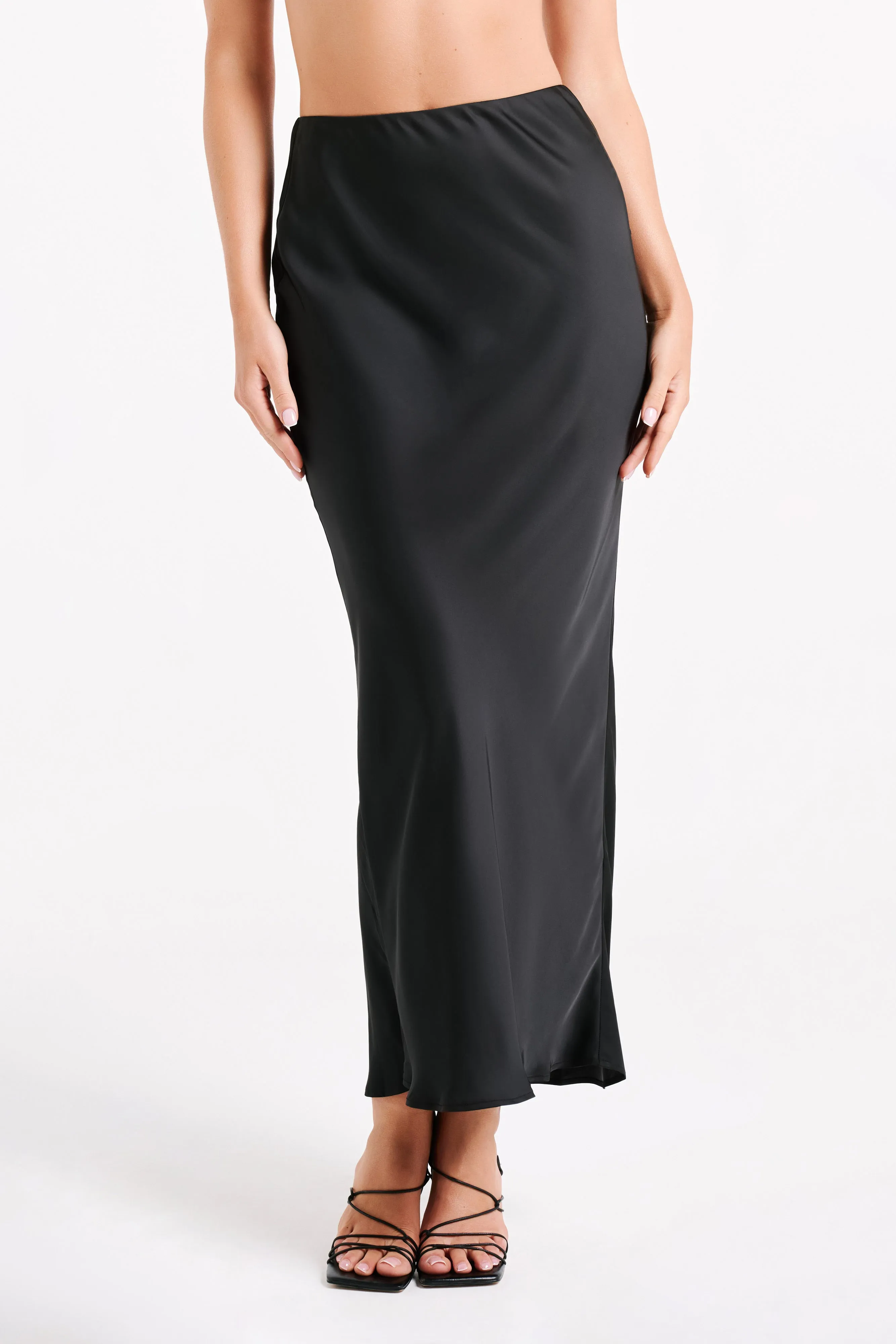 Violeta Satin Maxi Skirt - Black sold by Meshki product image thumbnail 4