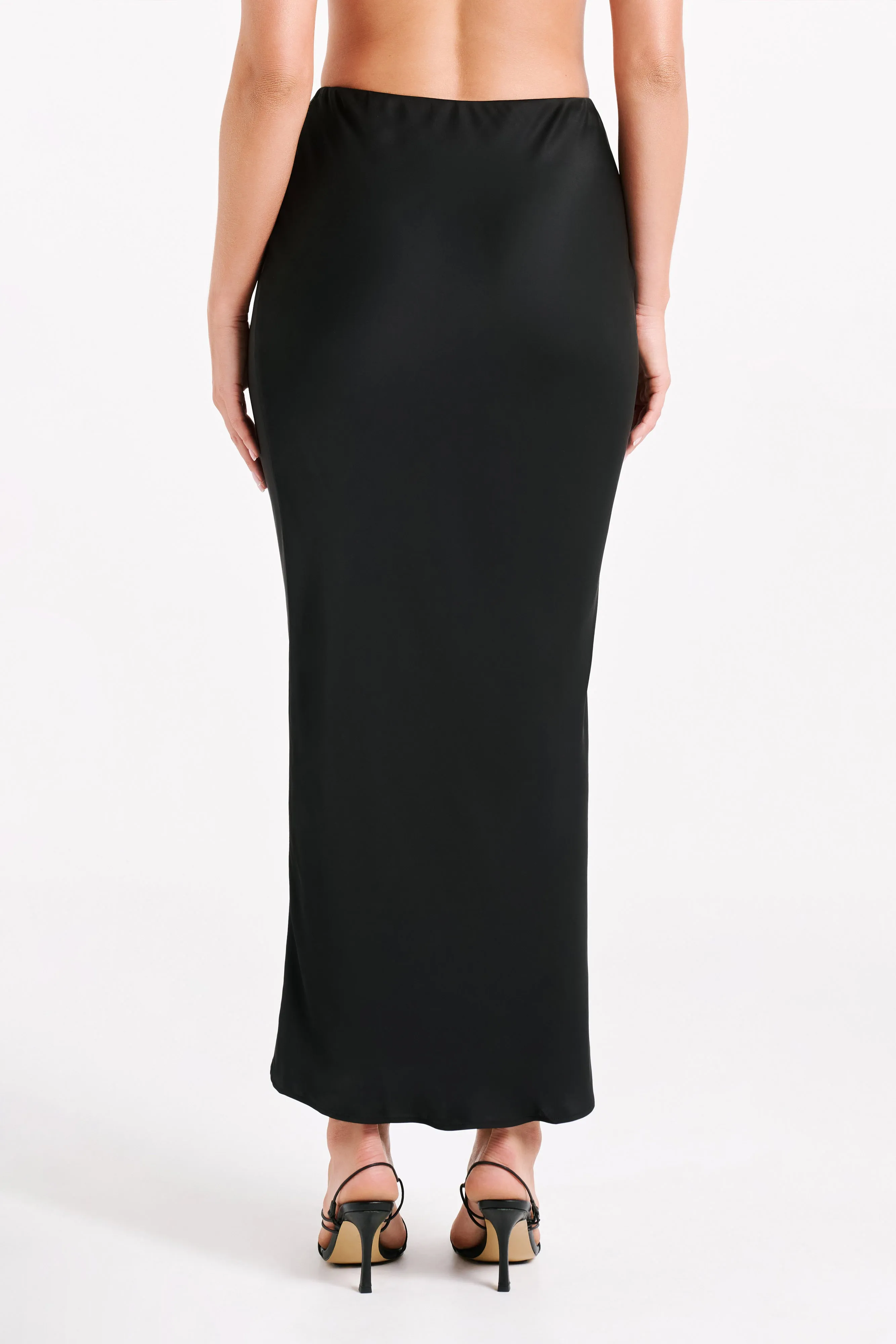 Violeta Satin Maxi Skirt - Black sold by Meshki product image thumbnail 5