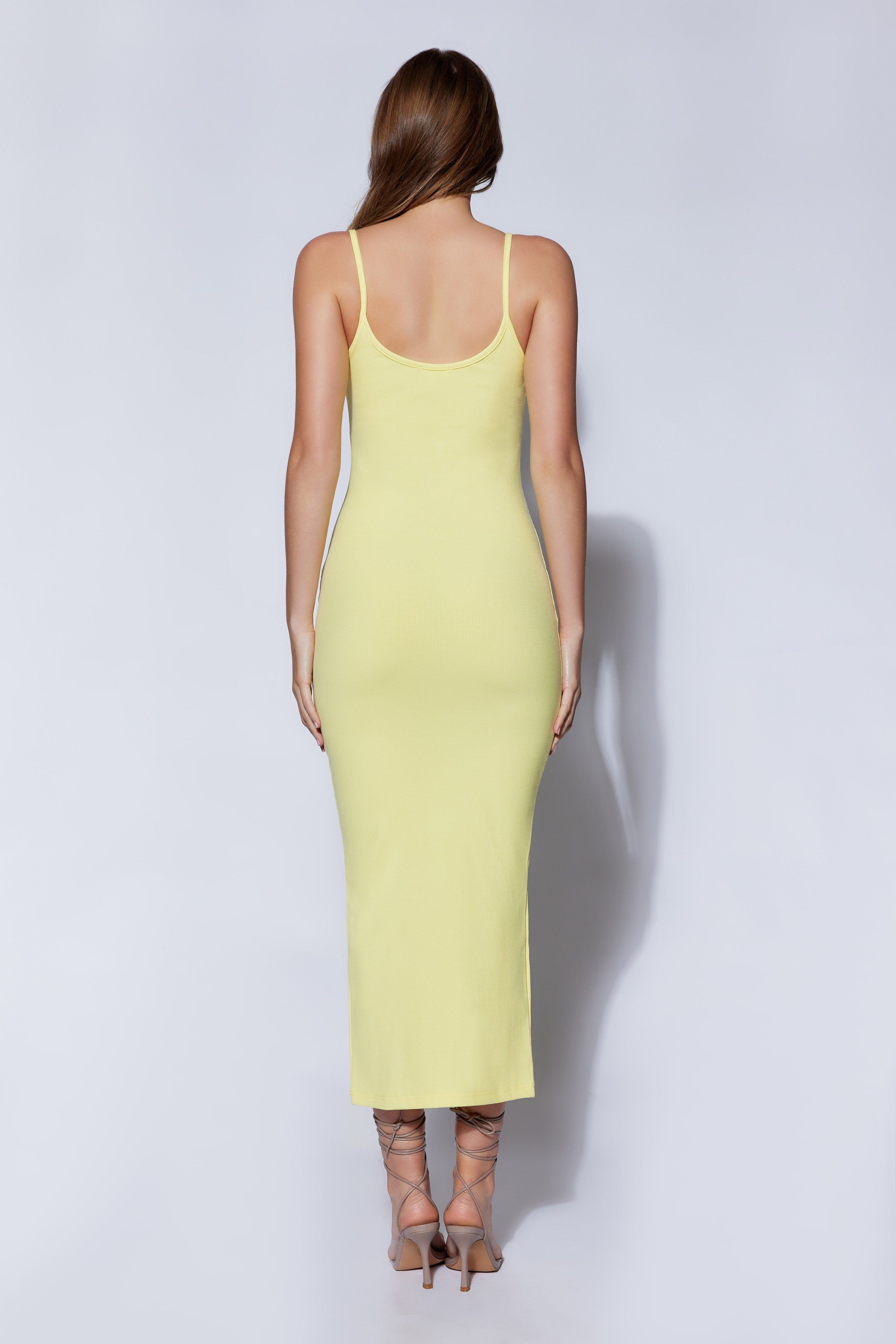 Alexis Ribbed Cami Midi Dress - Yellow sold by Meshki product image thumbnail 3