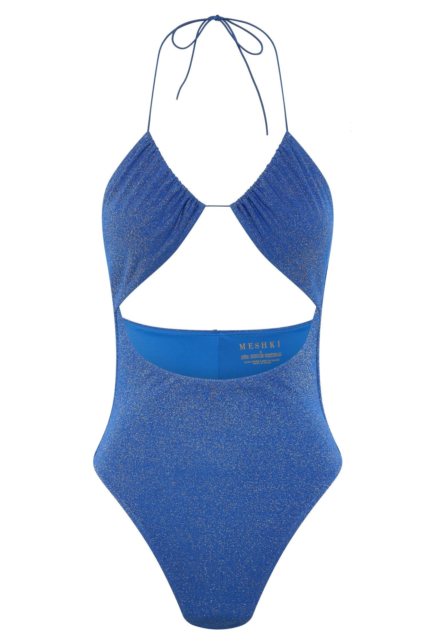 Olivia One Piece Halter Swimsuit - Cobalt Sparkle sold by Meshki product image thumbnail 5