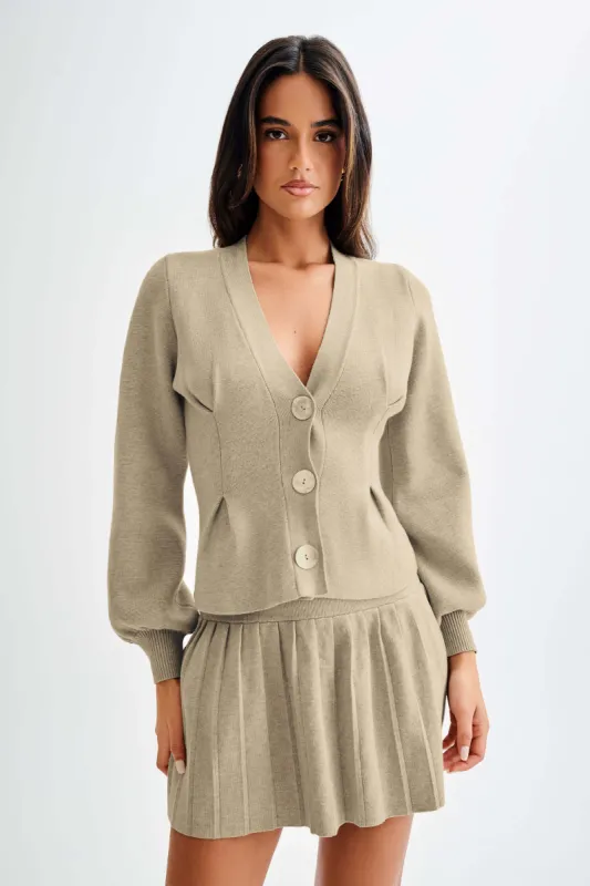 Beverly Knit Cinched Cardigan - Oak sold by Meshki