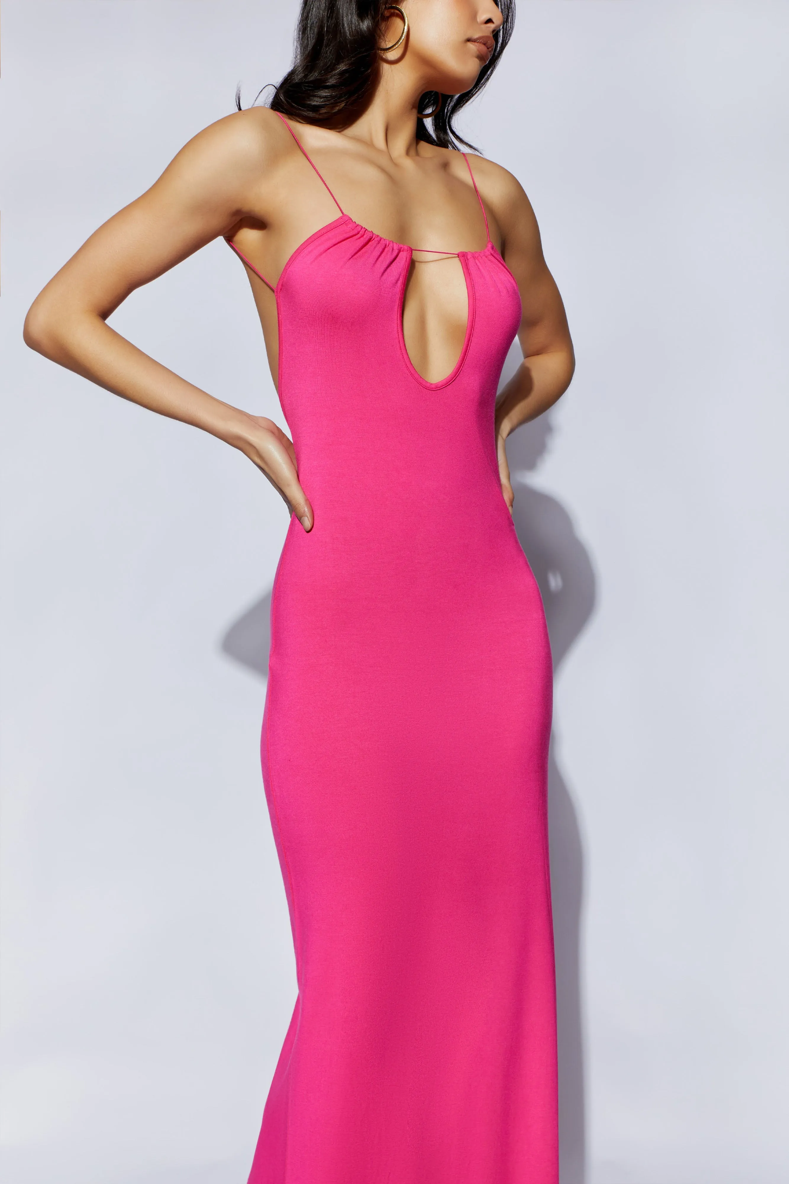 Kirsty Strappy Circle Cutout Maxi Dress- Fuchsia sold by Meshki product image thumbnail 3