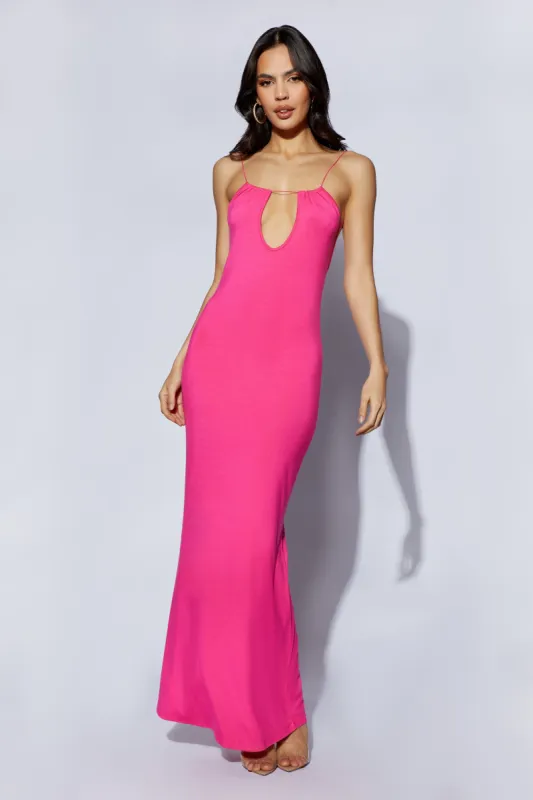 Kirsty Strappy Circle Cutout Maxi Dress- Fuchsia sold by Meshki
