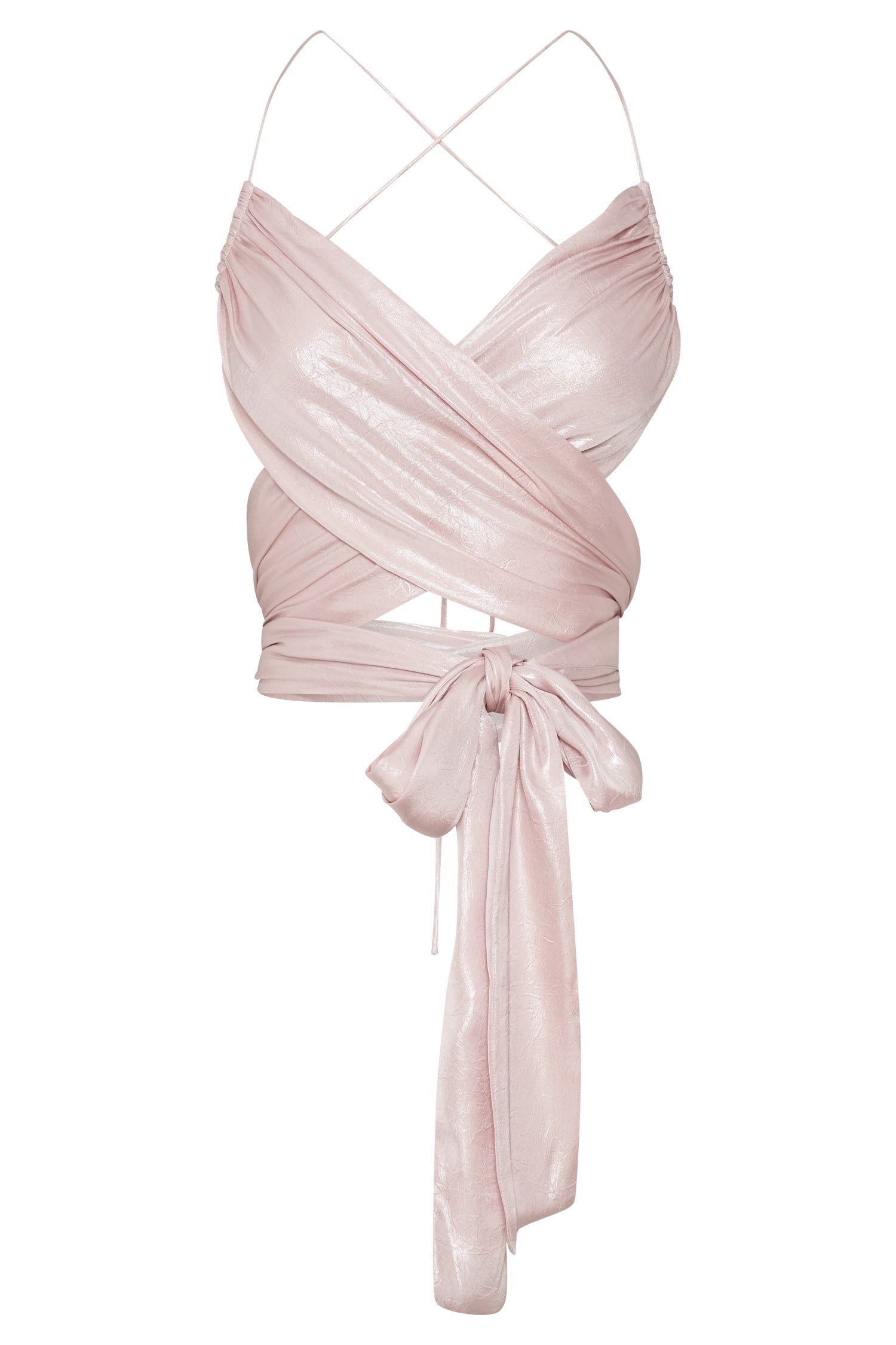 Georgie Wrap Over Tie Top - Blush Pink sold by Meshki product image thumbnail 9