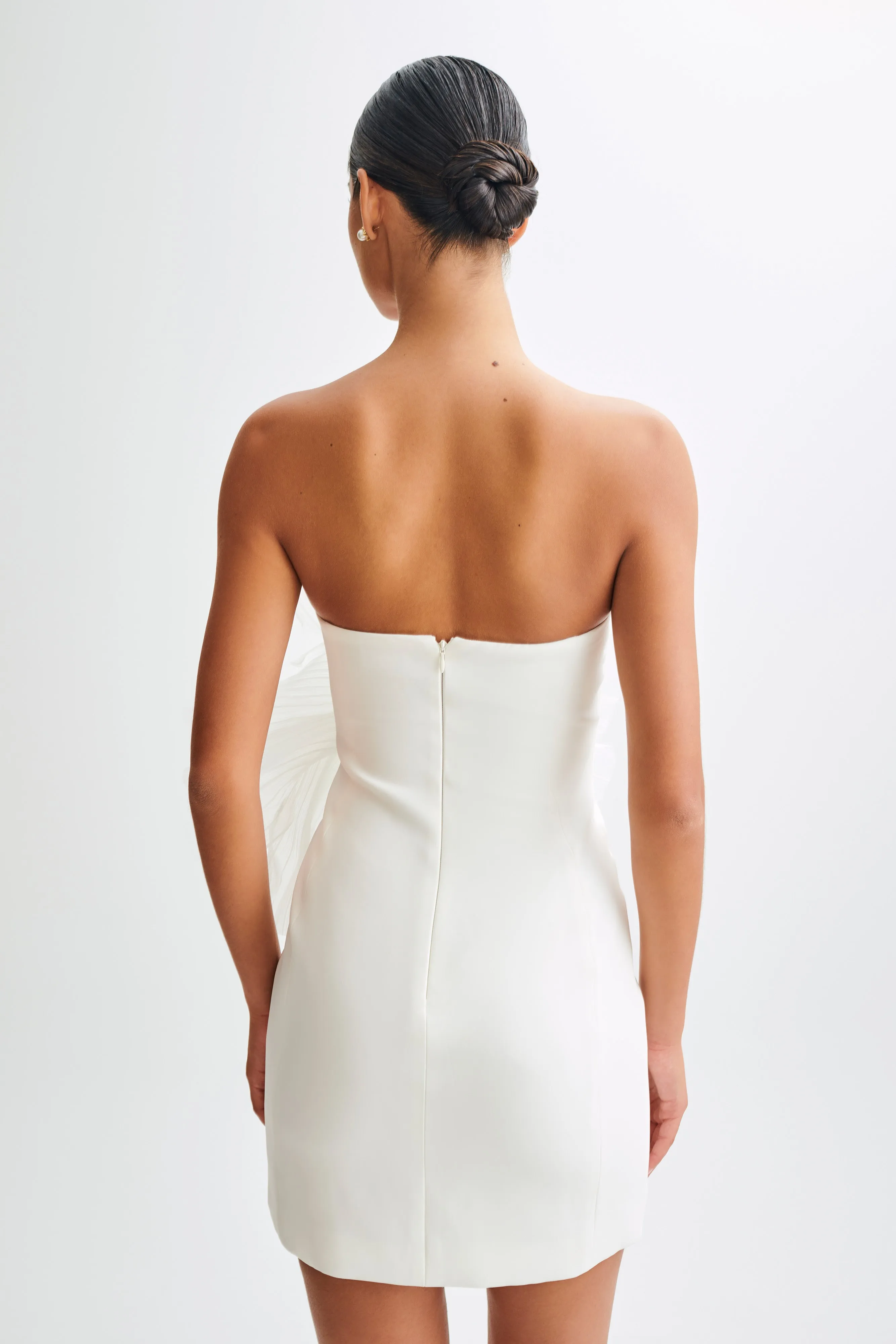 Victoria Strapless Mini Dress With Oversized Flower - White sold by Meshki product image thumbnail 4