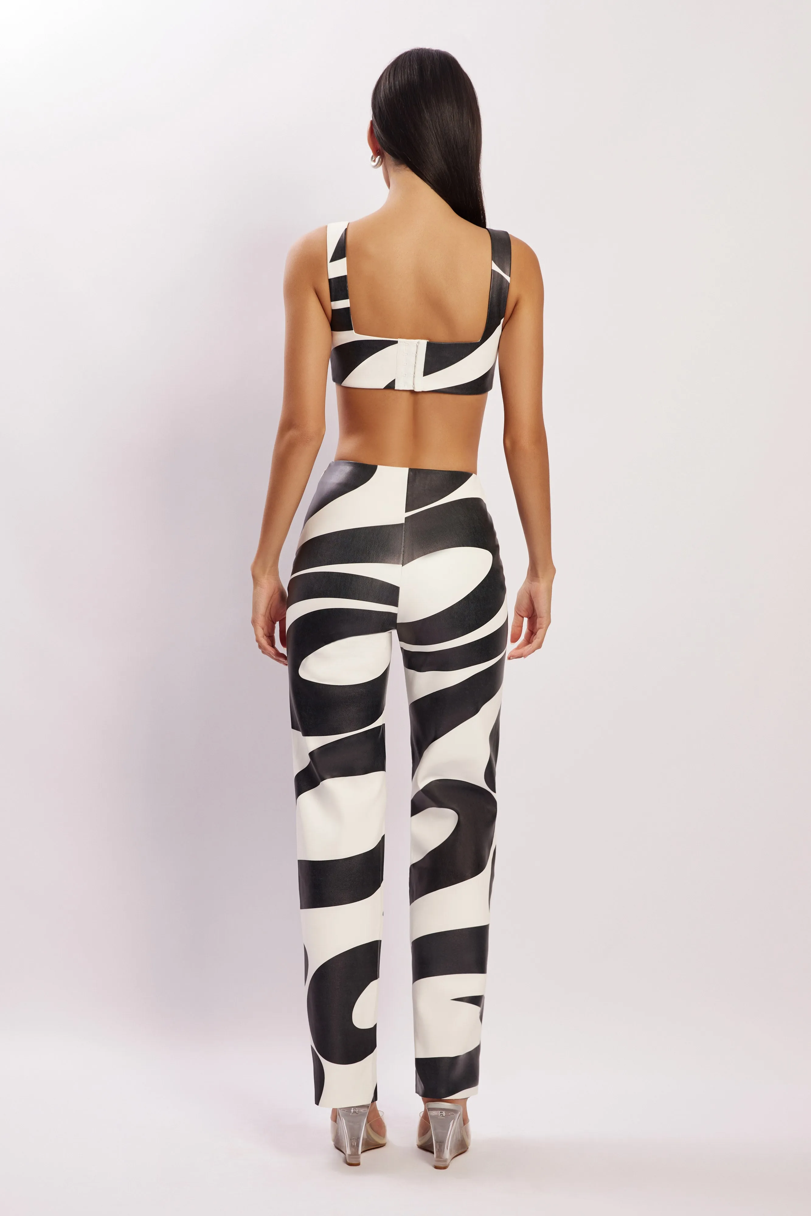 Mahla Faux Leather Square Neck Crop - Swirl Print sold by Meshki product image thumbnail 2
