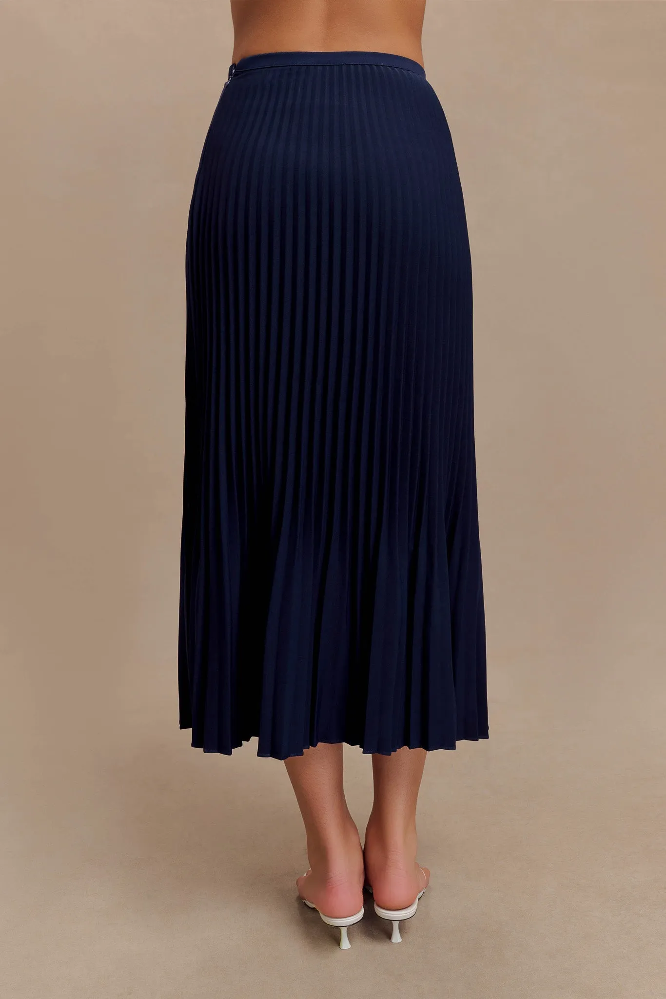 Twyla Pleated Suiting Maxi Skirt - Navy sold by Meshki product image thumbnail 3